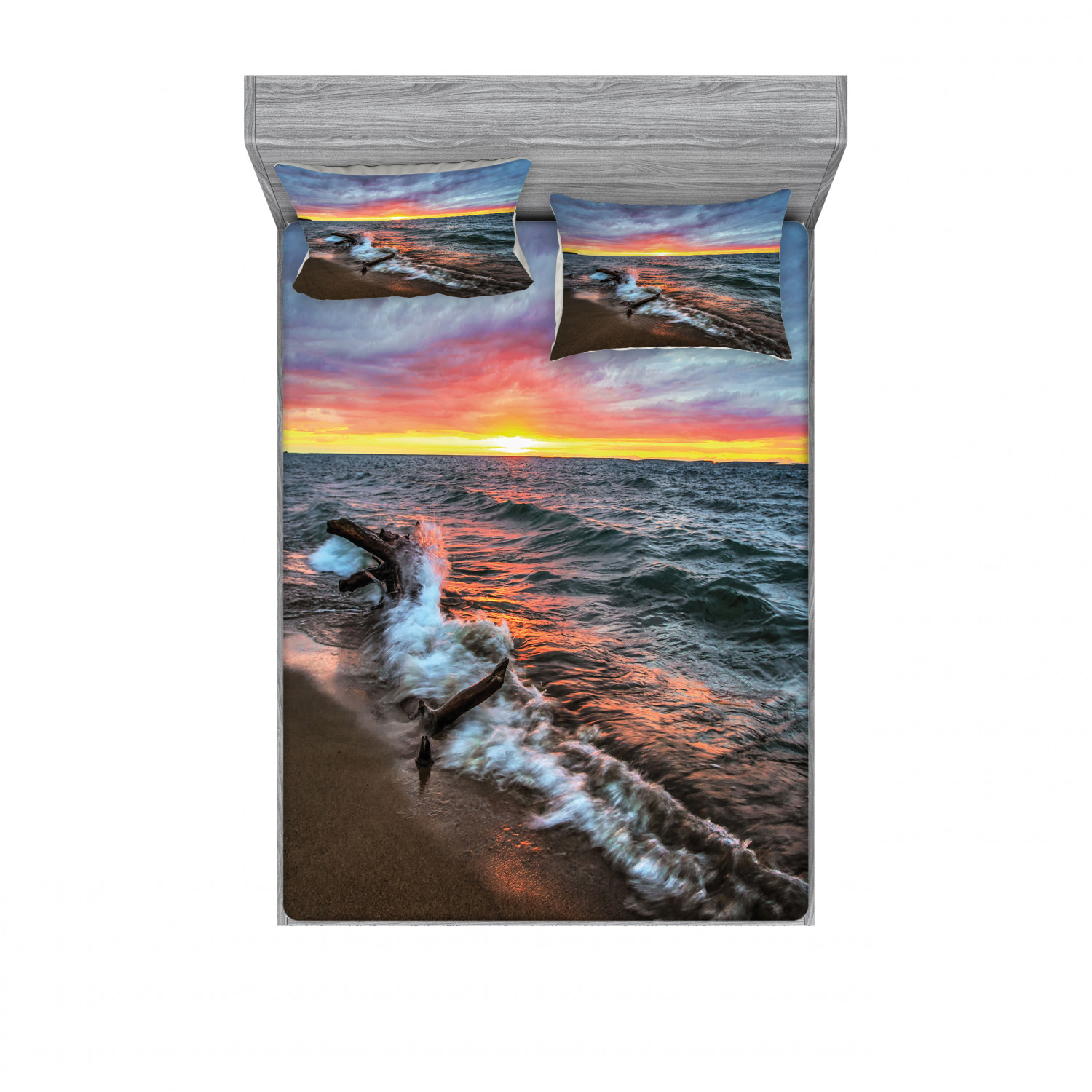 Ambesonne Landscape Floral Fitted Sheet Pillow Sham Set Bedding Decor in 4 Sizes - Picture 179 of 244