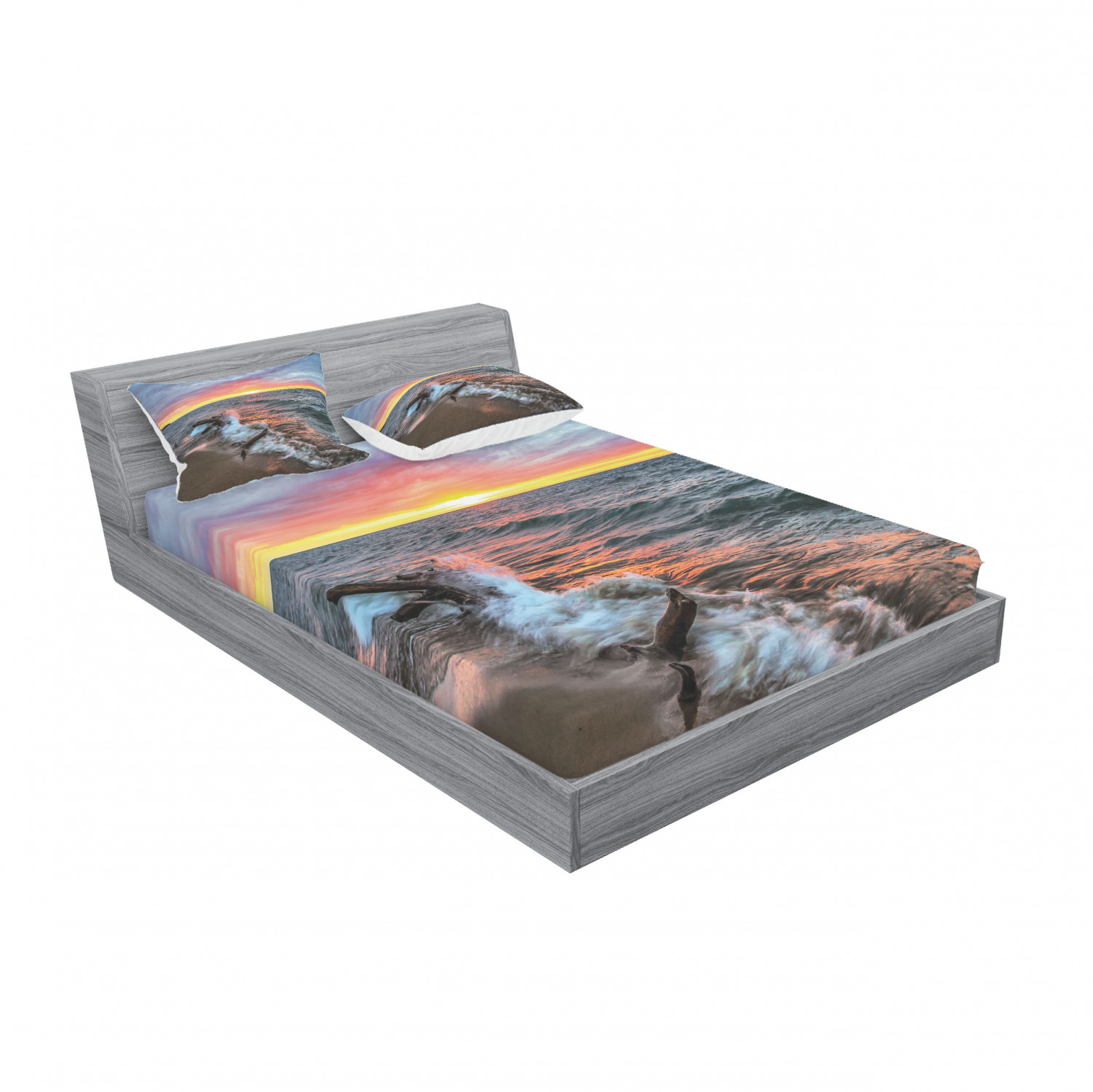 Ambesonne Landscape Floral Fitted Sheet Pillow Sham Set Bedding Decor in 4 Sizes - Picture 180 of 244