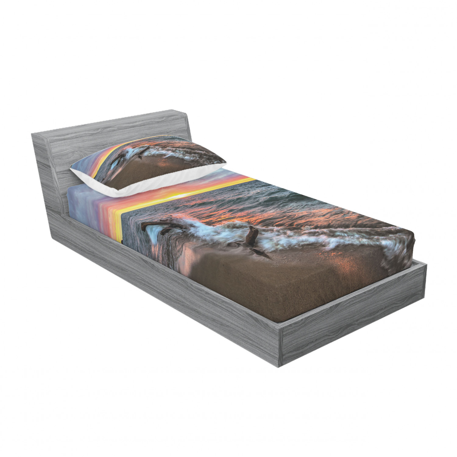 Ambesonne Landscape Floral Fitted Sheet Pillow Sham Set Bedding Decor in 4 Sizes - Picture 178 of 244