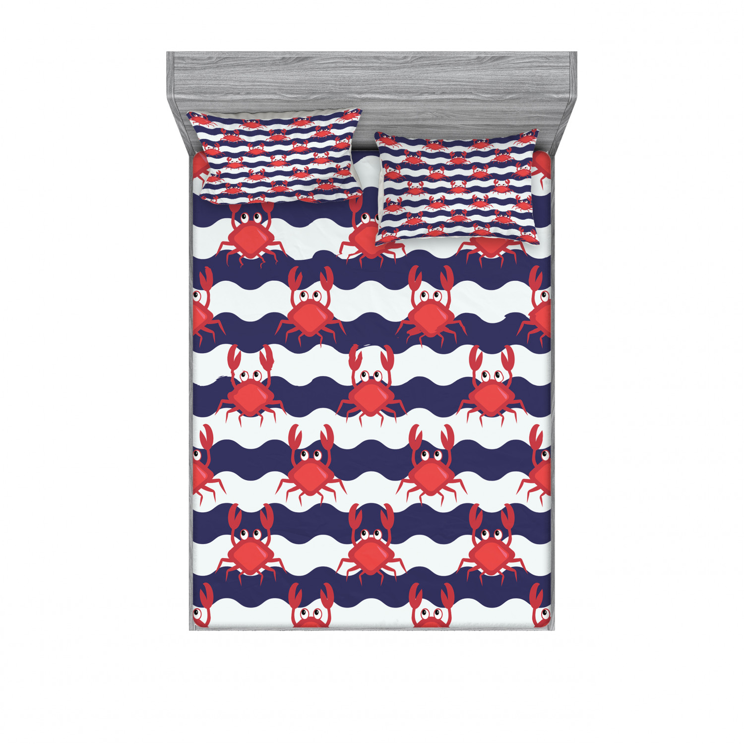 Ambesonne Nautical Theme Fitted Sheet Pillow Sham Set Bedding Decor in 4 Sizes - Picture 31 of 244