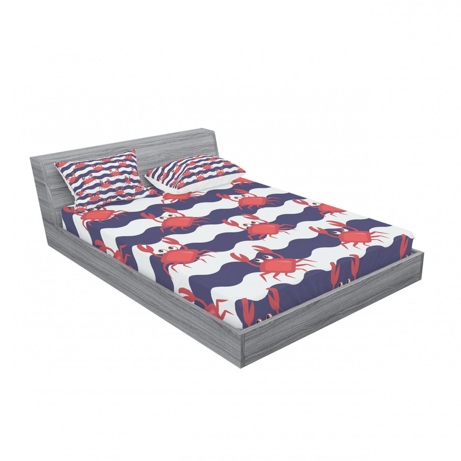 Ambesonne Nautical Theme Fitted Sheet Pillow Sham Set Bedding Decor in 4 Sizes - Picture 32 of 244