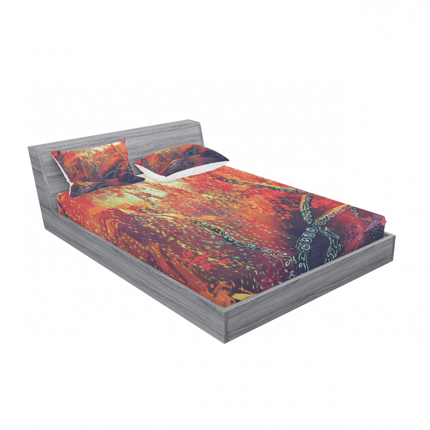 Ambesonne Landscape Floral Fitted Sheet Pillow Sham Set Bedding Decor in 4 Sizes - Picture 16 of 244