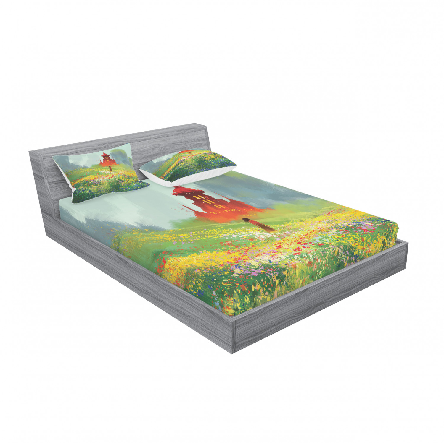 Ambesonne Landscape Floral Fitted Sheet Pillow Sham Set Bedding Decor in 4 Sizes - Picture 72 of 244