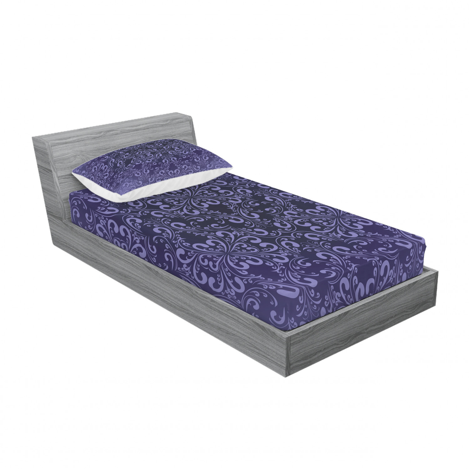 Ambesonne Floral Vintage Fitted Sheet Pillow Sham Set Bedding Decor in 4 Sizes - Picture 194 of 244