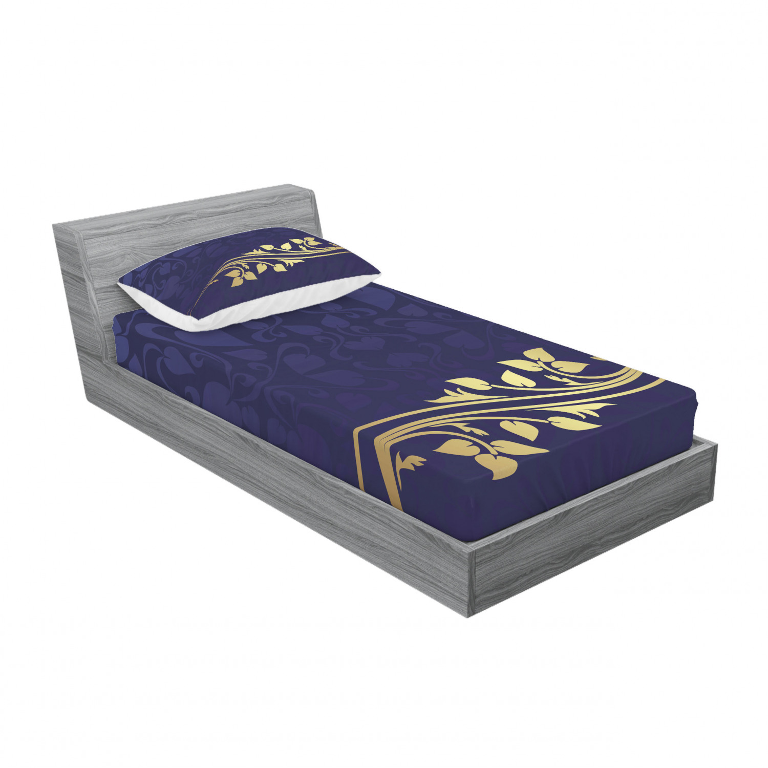 Ambesonne Floral Vintage Fitted Sheet Pillow Sham Set Bedding Decor in 4 Sizes - Picture 182 of 244