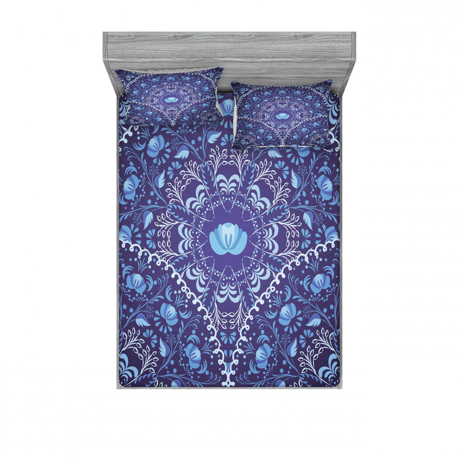 Ambesonne Floral Vintage Fitted Sheet Pillow Sham Set Bedding Decor in 4 Sizes - Picture 147 of 244