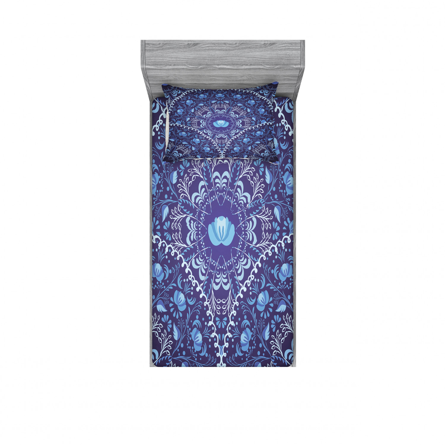 Ambesonne Floral Vintage Fitted Sheet Pillow Sham Set Bedding Decor in 4 Sizes - Picture 145 of 244