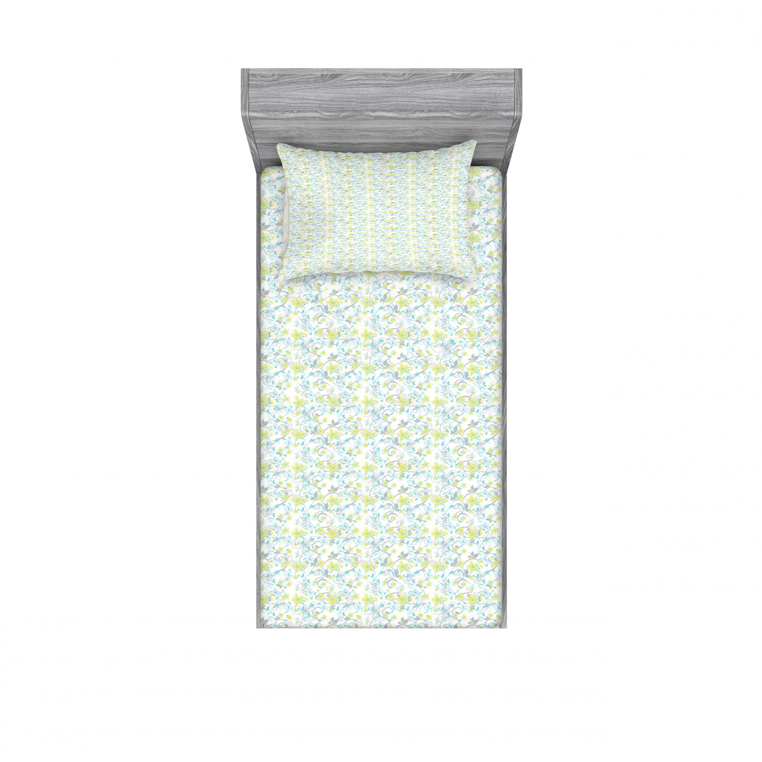 Ambesonne Floral Vintage Fitted Sheet Pillow Sham Set Bedding Decor in 4 Sizes - Picture 113 of 244