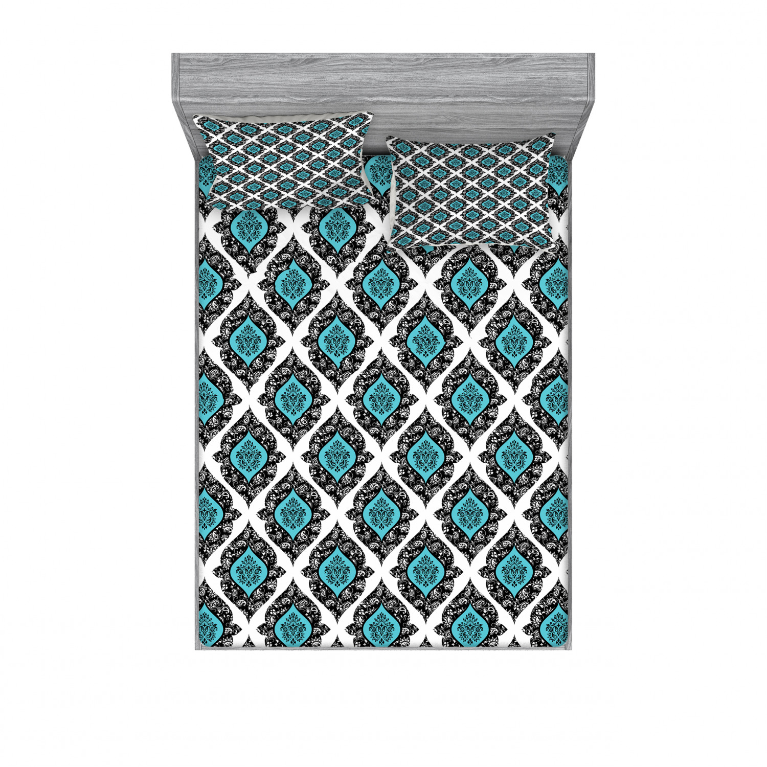 Ambesonne Floral Vintage Fitted Sheet Pillow Sham Set Bedding Decor in 4 Sizes - Picture 231 of 244