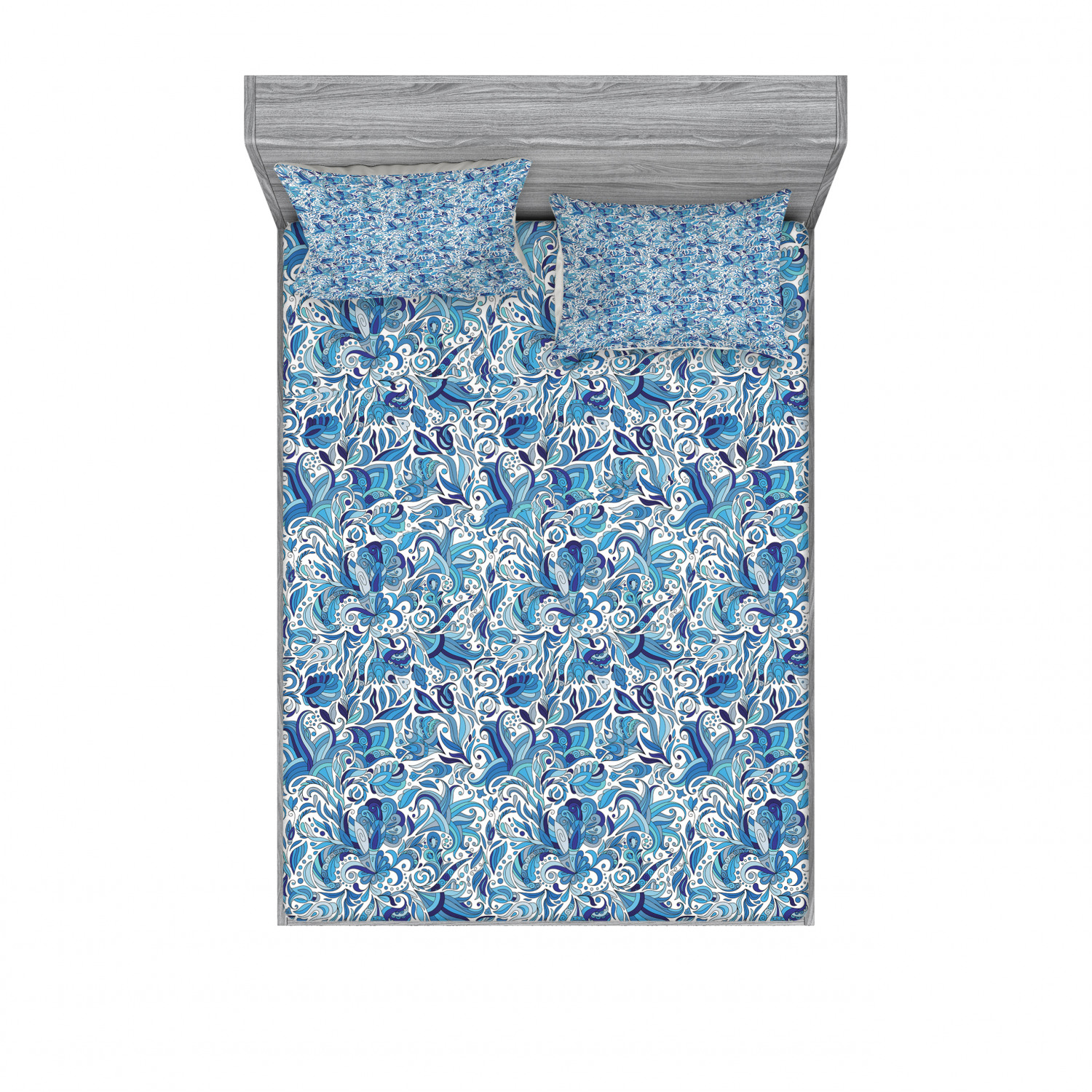 Ambesonne Floral Vintage Fitted Sheet Pillow Sham Set Bedding Decor in 4 Sizes - Picture 135 of 244