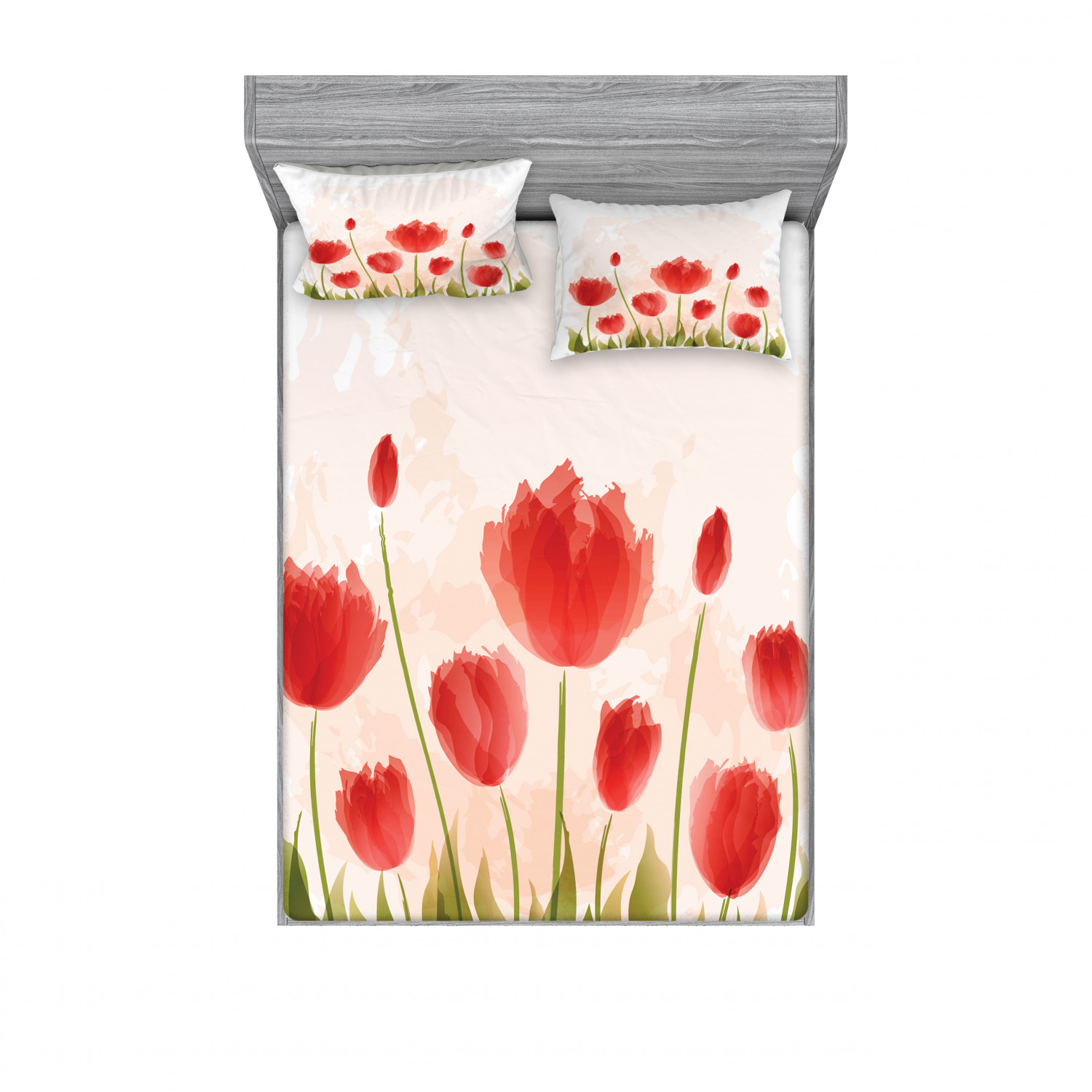 Ambesonne Floral Vintage Fitted Sheet Pillow Sham Set Bedding Decor in 4 Sizes - Picture 187 of 244