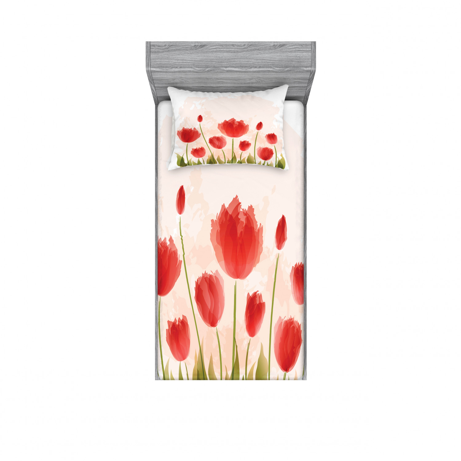 Ambesonne Floral Vintage Fitted Sheet Pillow Sham Set Bedding Decor in 4 Sizes - Picture 185 of 244