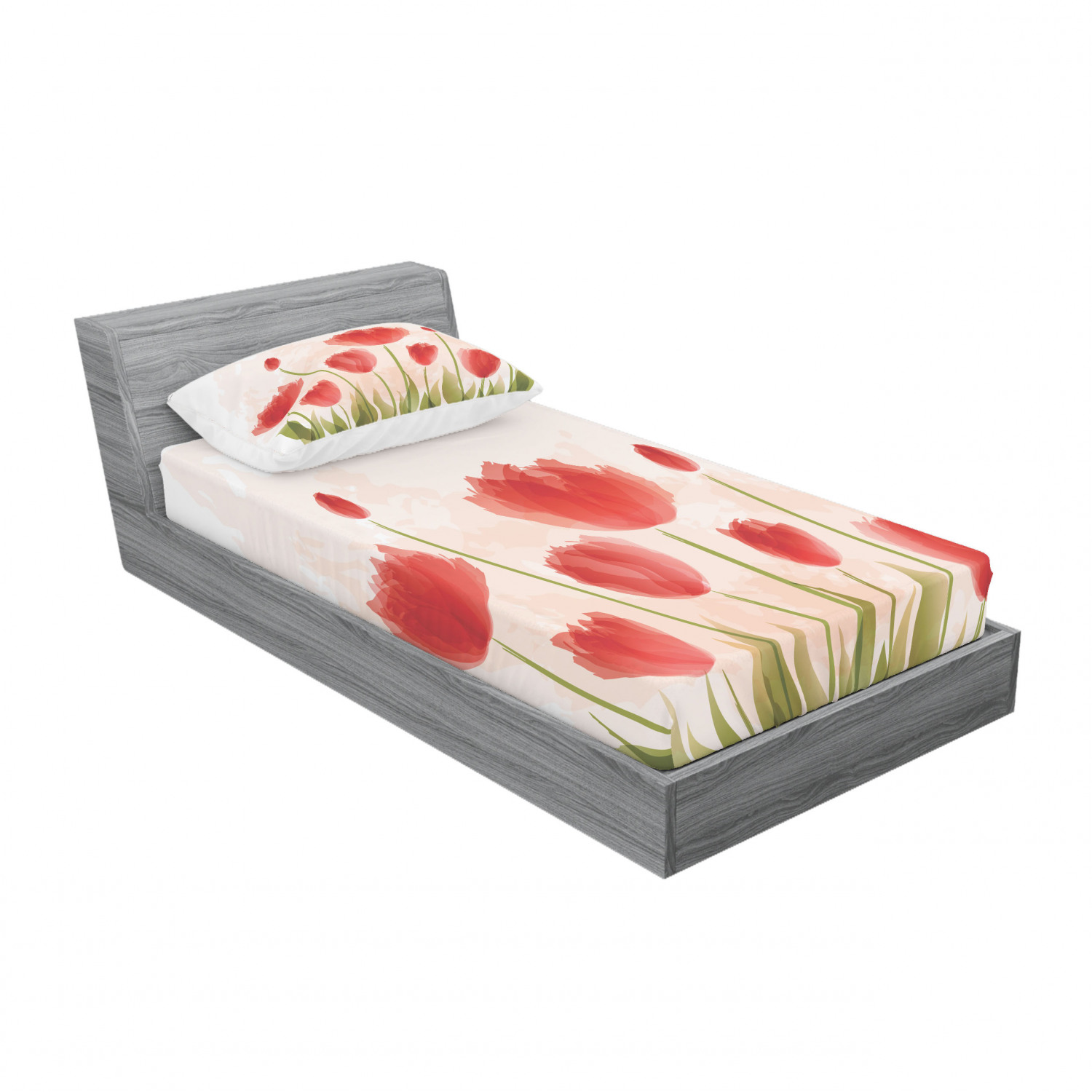 Ambesonne Floral Vintage Fitted Sheet Pillow Sham Set Bedding Decor in 4 Sizes - Picture 186 of 244