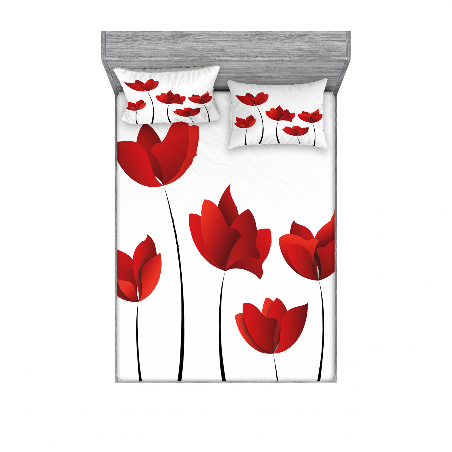 Ambesonne Floral Vintage Fitted Sheet Pillow Sham Set Bedding Decor in 4 Sizes - Picture 239 of 244