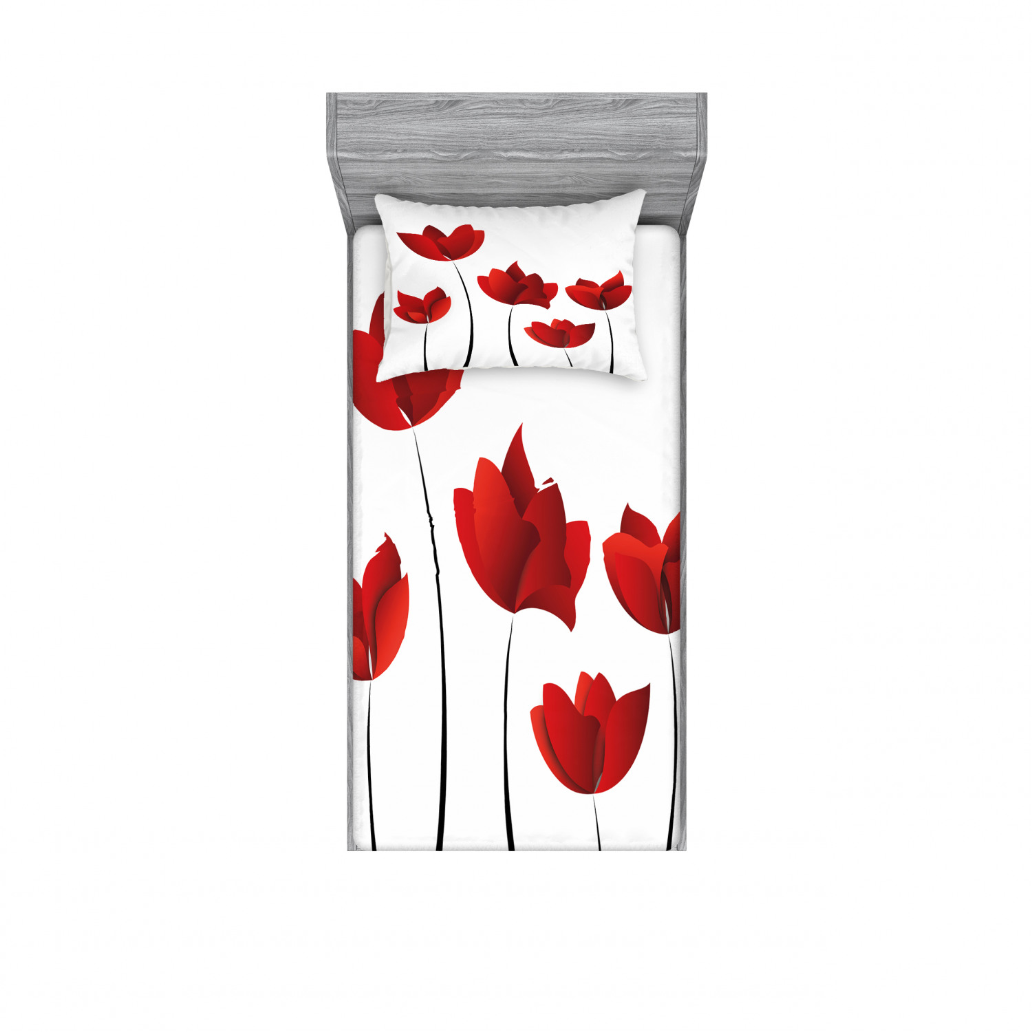 Ambesonne Floral Vintage Fitted Sheet Pillow Sham Set Bedding Decor in 4 Sizes - Picture 237 of 244