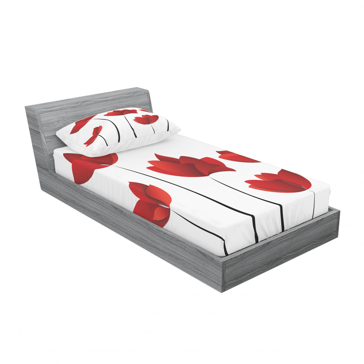 Ambesonne Floral Vintage Fitted Sheet Pillow Sham Set Bedding Decor in 4 Sizes - Picture 238 of 244