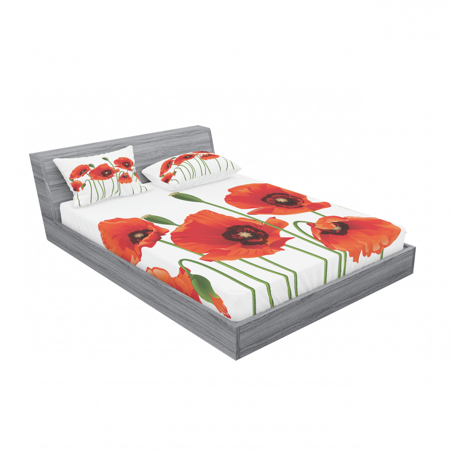 Ambesonne Floral Vintage Fitted Sheet Pillow Sham Set Bedding Decor in 4 Sizes - Picture 164 of 244