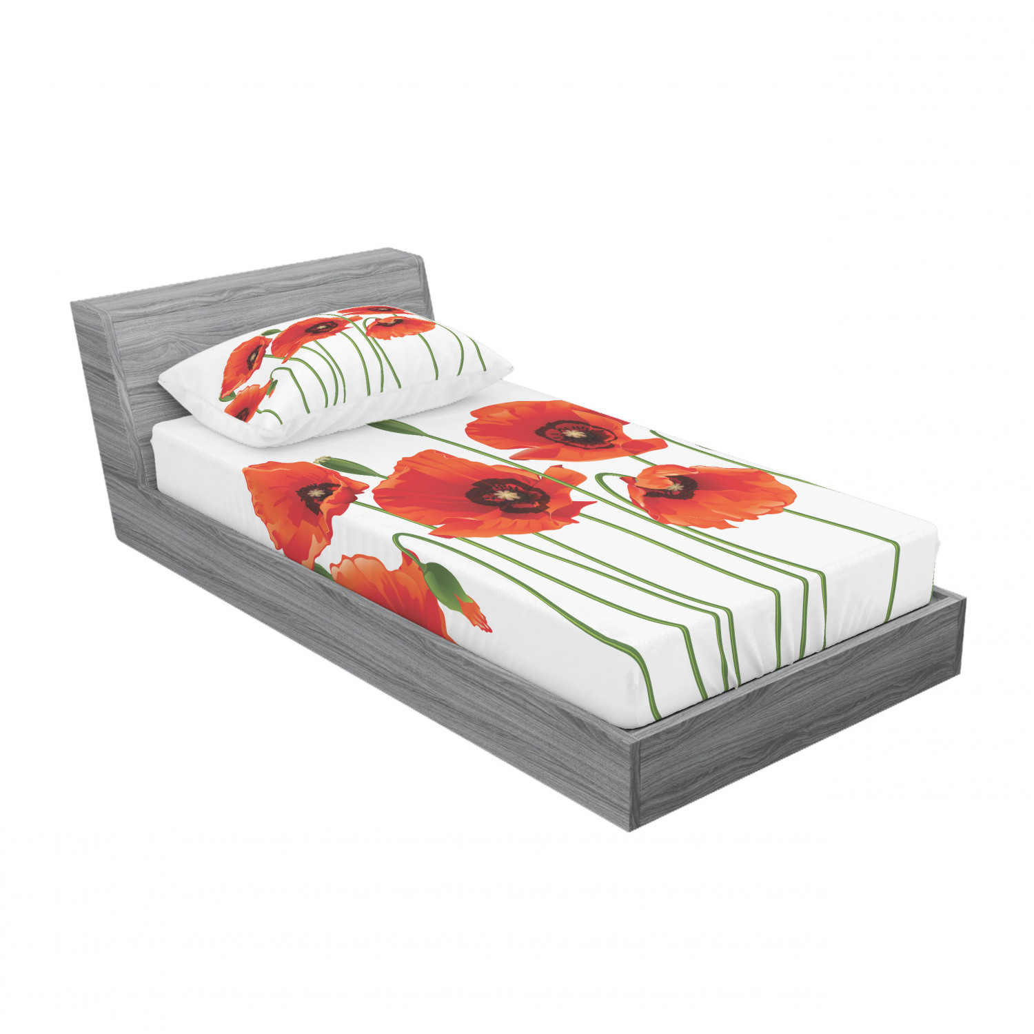 Ambesonne Floral Vintage Fitted Sheet Pillow Sham Set Bedding Decor in 4 Sizes - Picture 162 of 244