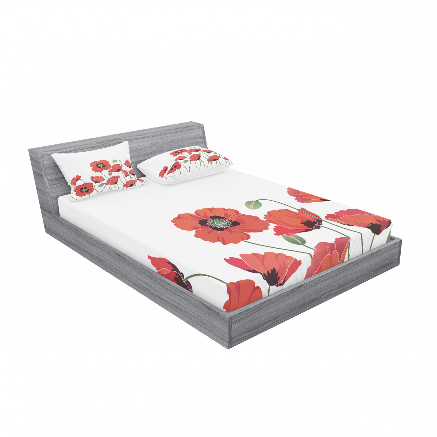 Ambesonne Floral Vintage Fitted Sheet Pillow Sham Set Bedding Decor in 4 Sizes - Picture 140 of 244