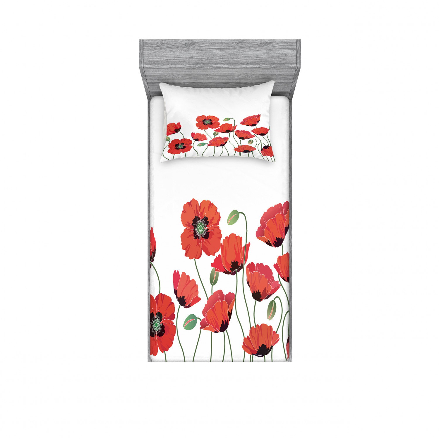 Ambesonne Floral Vintage Fitted Sheet Pillow Sham Set Bedding Decor in 4 Sizes - Picture 137 of 244