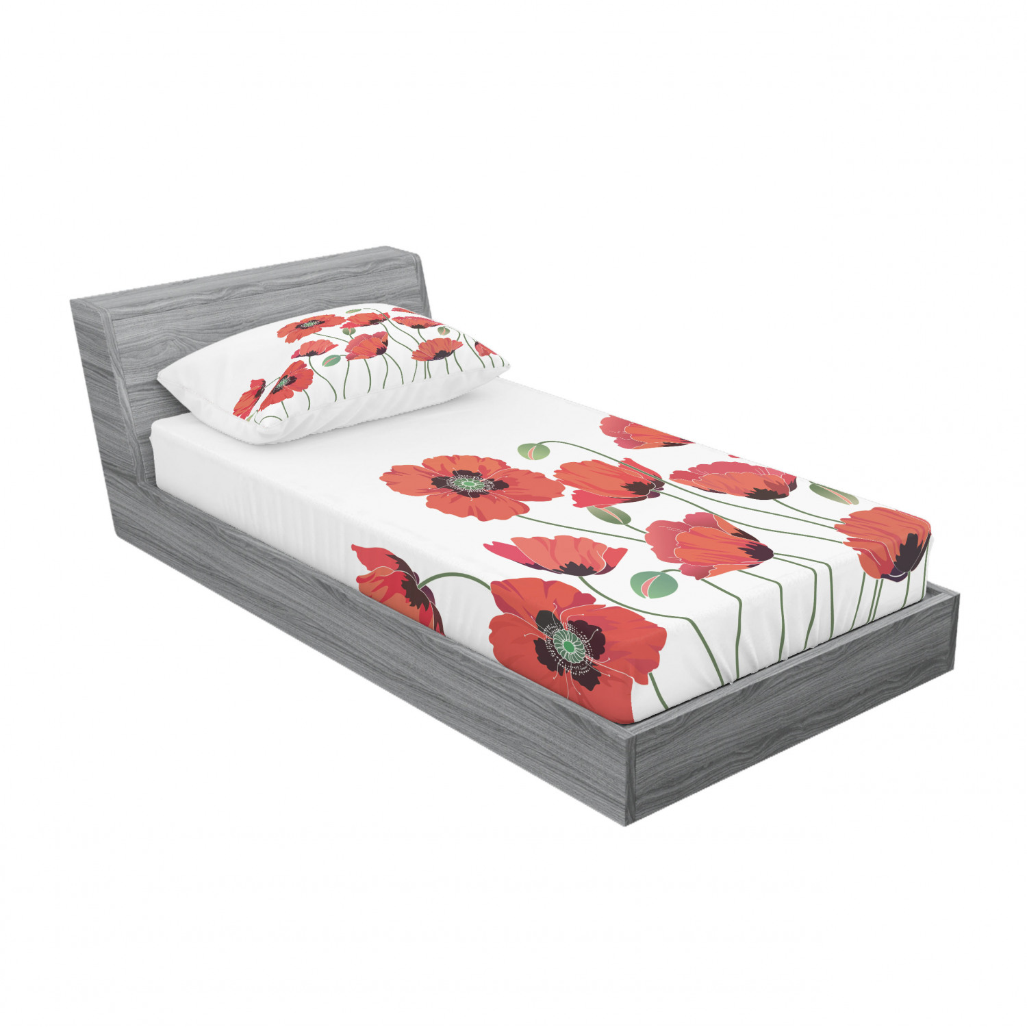 Ambesonne Floral Vintage Fitted Sheet Pillow Sham Set Bedding Decor in 4 Sizes - Picture 138 of 244