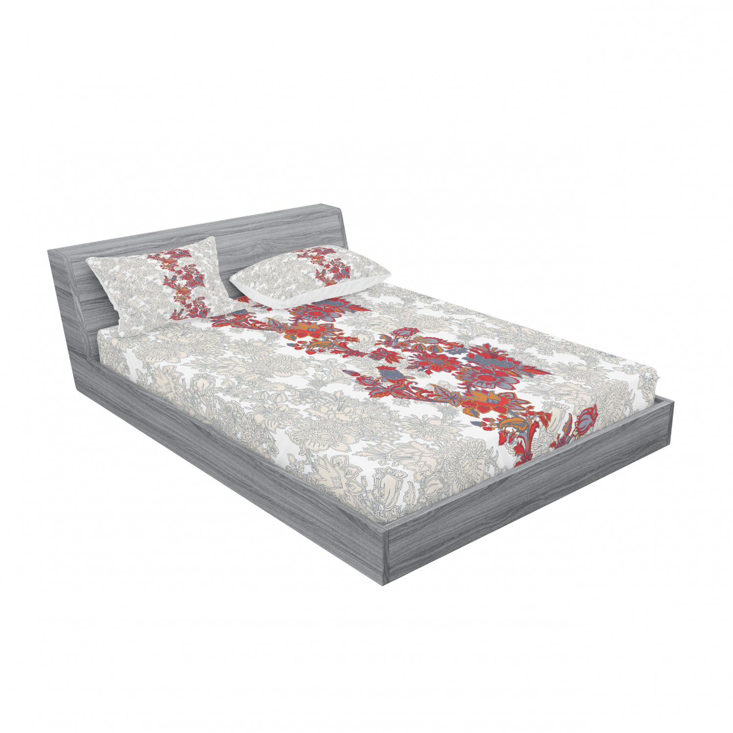 Ambesonne Floral Vintage Fitted Sheet Pillow Sham Set Bedding Decor in 4 Sizes - Picture 192 of 244