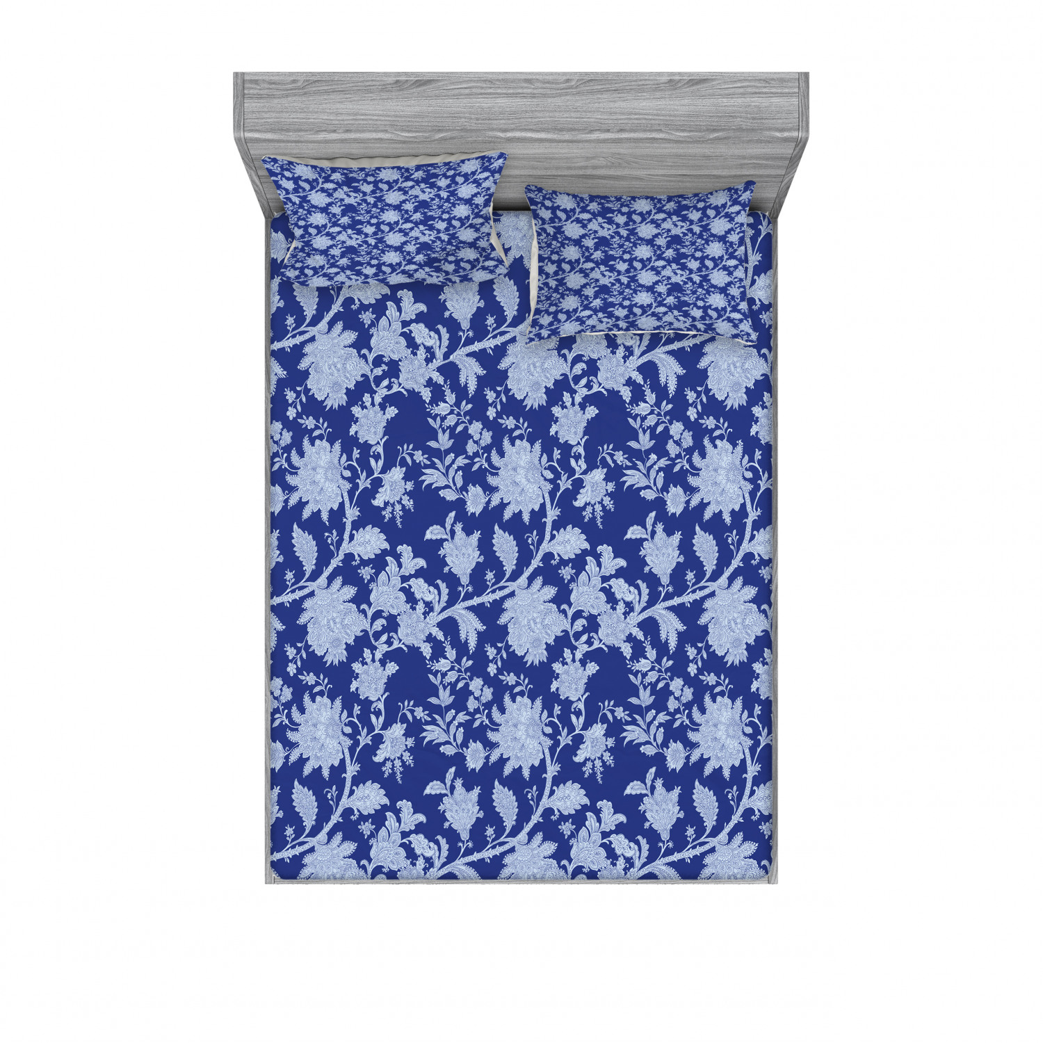 Ambesonne Floral Vintage Fitted Sheet Pillow Sham Set Bedding Decor in 4 Sizes - Picture 155 of 244