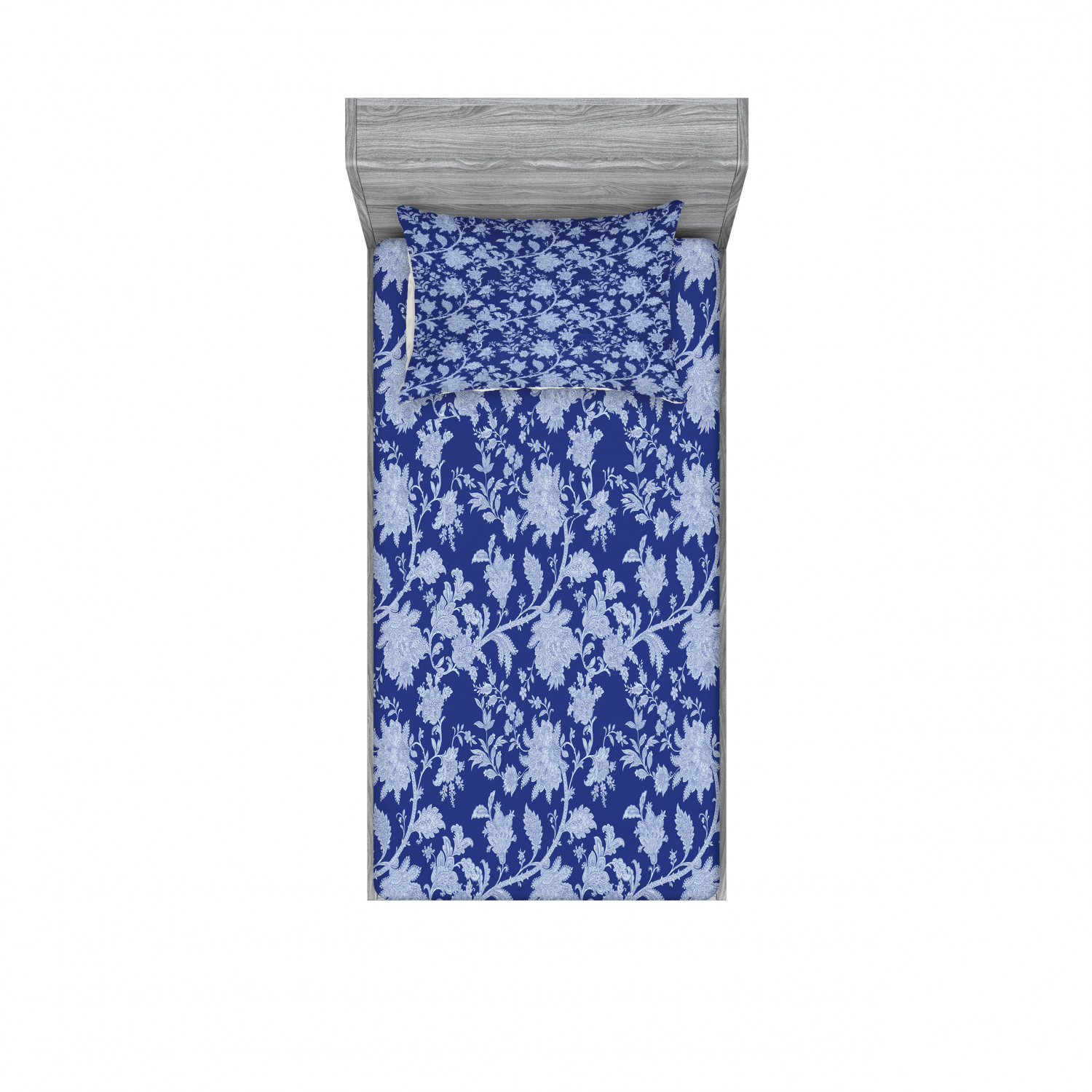 Ambesonne Floral Vintage Fitted Sheet Pillow Sham Set Bedding Decor in 4 Sizes - Picture 153 of 244