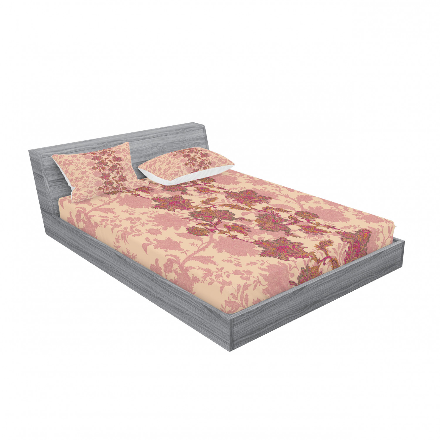 Ambesonne Floral Vintage Fitted Sheet Pillow Sham Set Bedding Decor in 4 Sizes - Picture 224 of 244