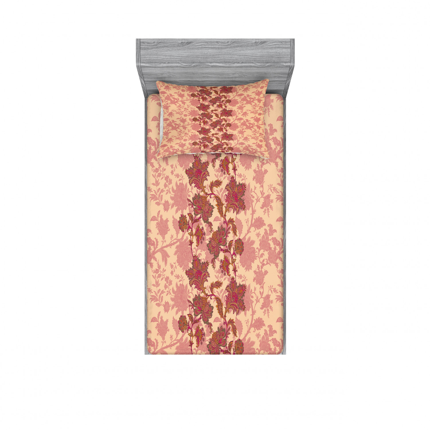 Ambesonne Floral Vintage Fitted Sheet Pillow Sham Set Bedding Decor in 4 Sizes - Picture 221 of 244