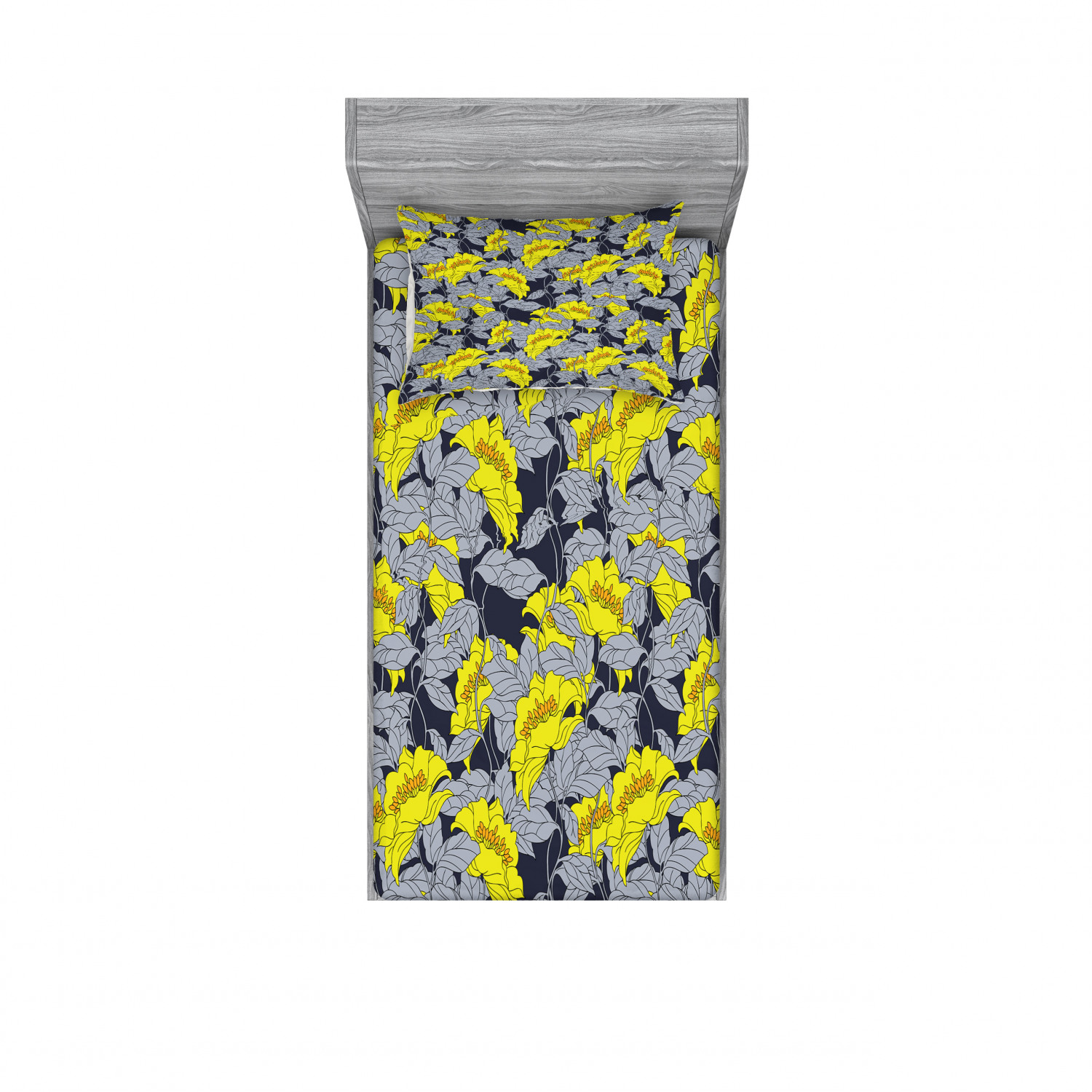 Ambesonne Floral Vintage Fitted Sheet Pillow Sham Set Bedding Decor in 4 Sizes - Picture 45 of 244