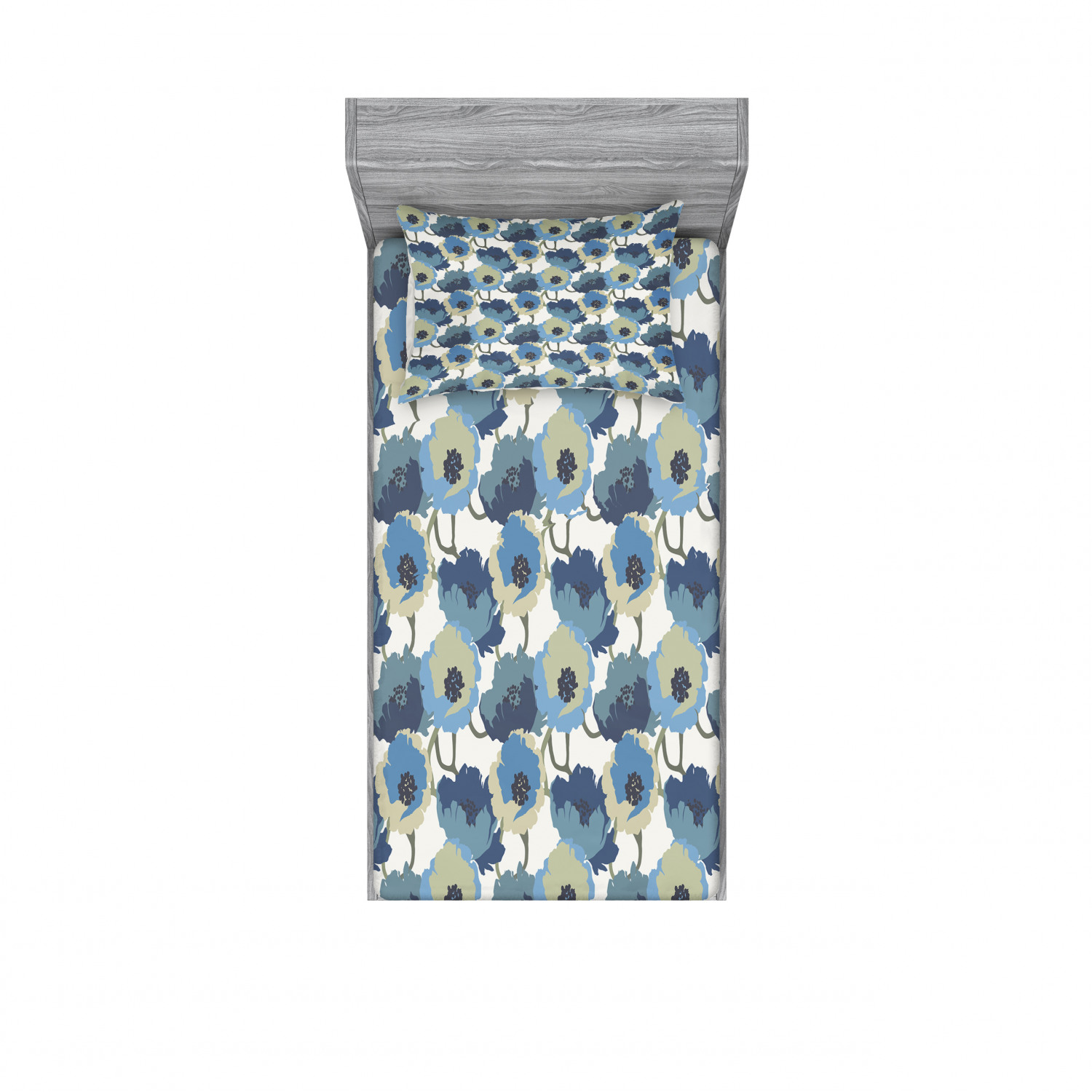 Ambesonne Floral Vintage Fitted Sheet Pillow Sham Set Bedding Decor in 4 Sizes - Picture 141 of 244