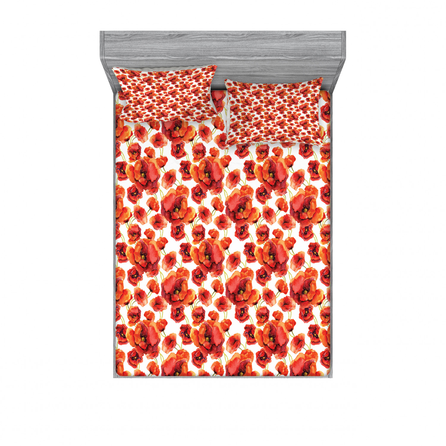 Ambesonne Floral Vintage Fitted Sheet Pillow Sham Set Bedding Decor in 4 Sizes - Picture 179 of 244