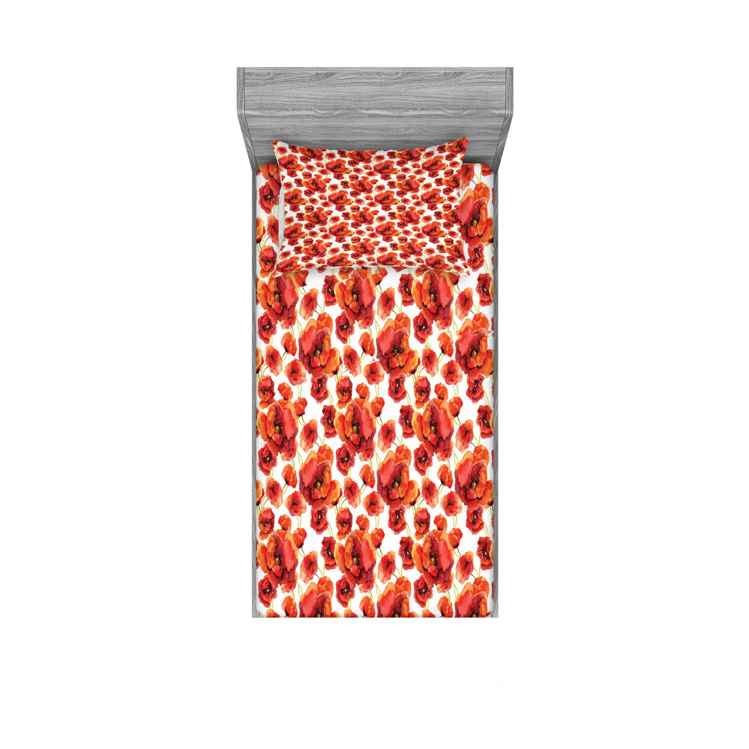 Ambesonne Floral Vintage Fitted Sheet Pillow Sham Set Bedding Decor in 4 Sizes - Picture 177 of 244