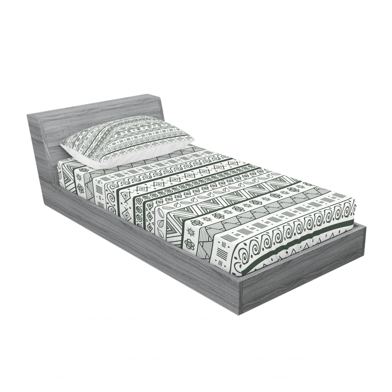 Ambesonne Tribal Fitted Sheet Pillow Sham Set Bedding Decor in 4 Sizes - Picture 30 of 240