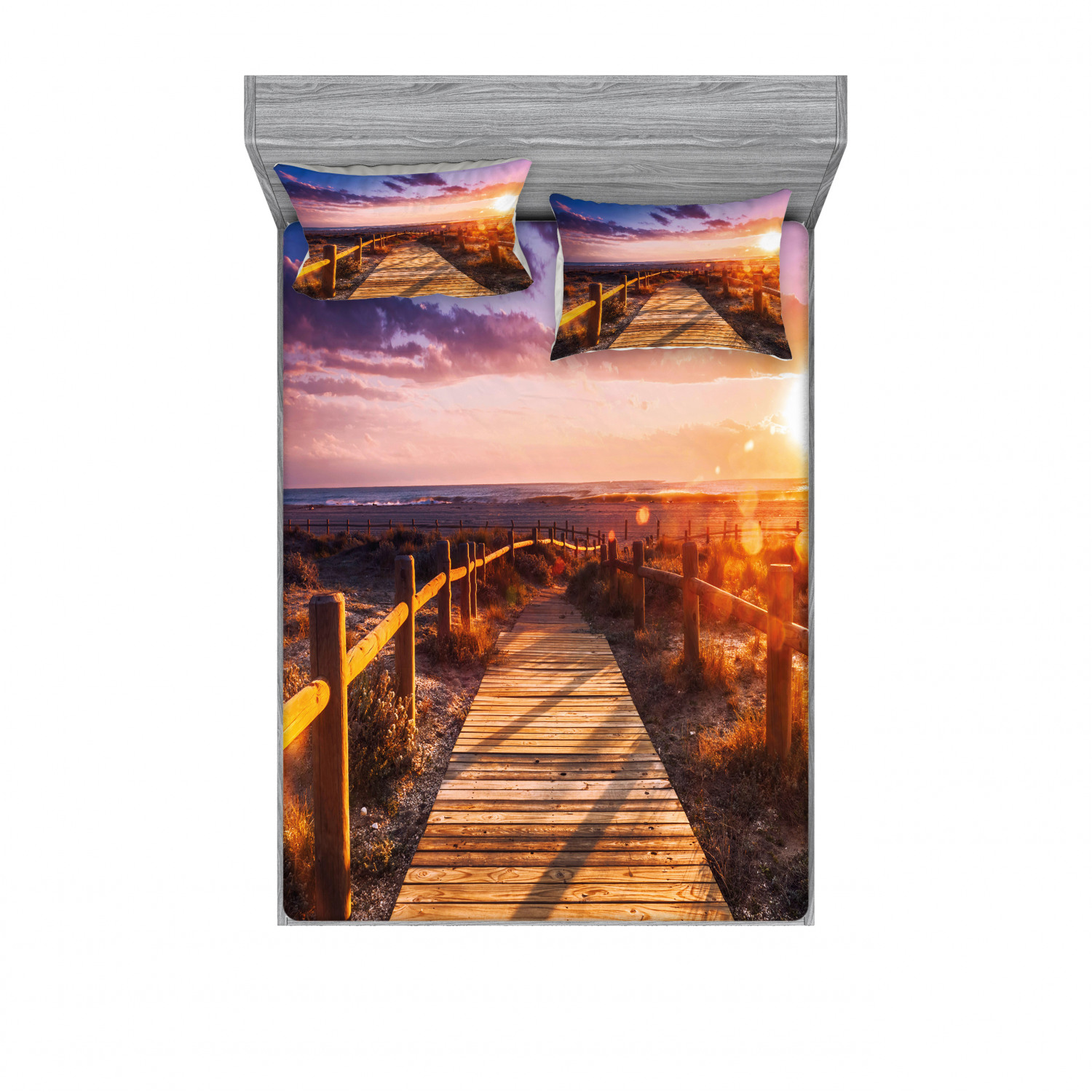 Ambesonne Landscape Floral Fitted Sheet Pillow Sham Set Bedding Decor in 4 Sizes - Picture 183 of 244