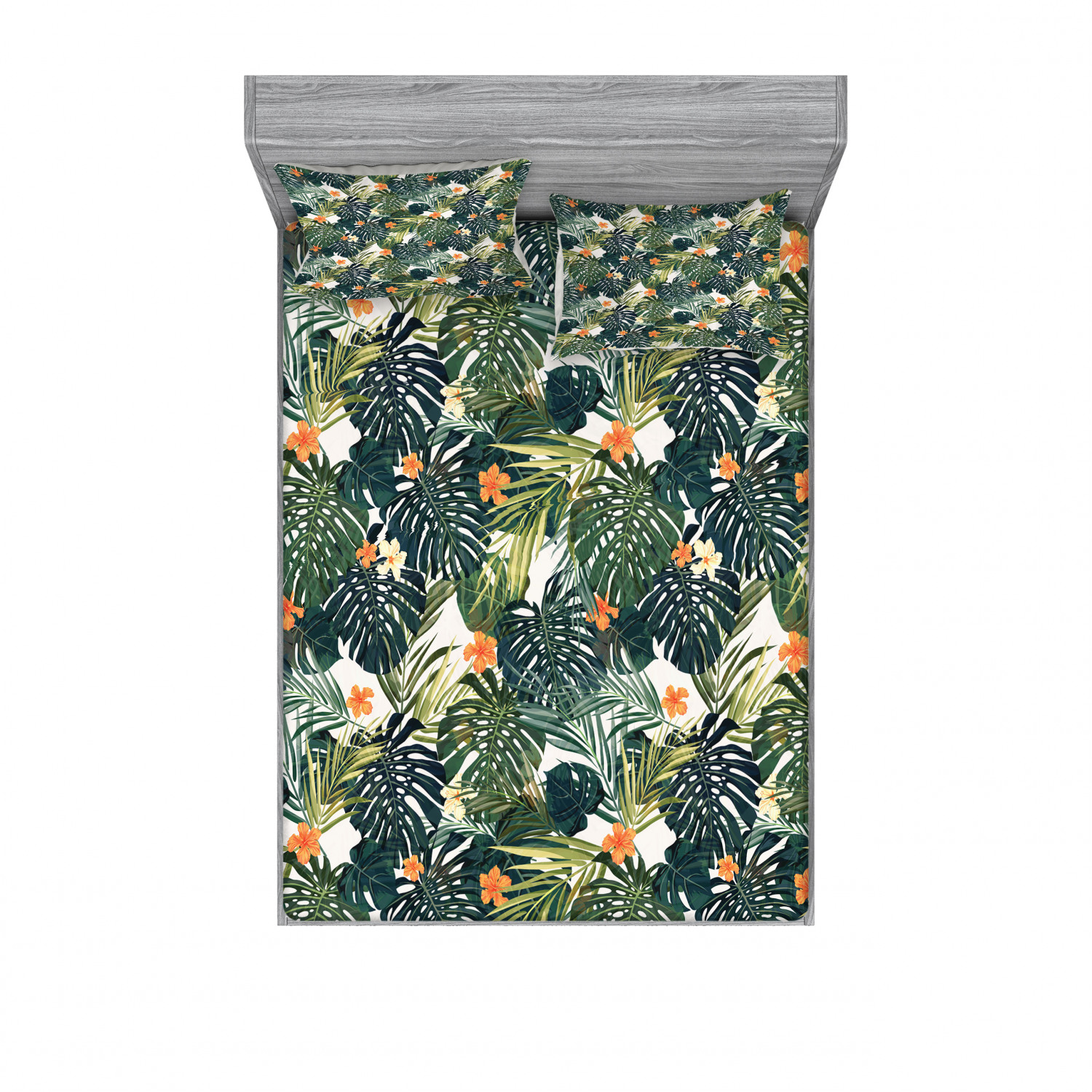 Ambesonne Floral Vintage Fitted Sheet Pillow Sham Set Bedding Decor in 4 Sizes - Picture 31 of 244