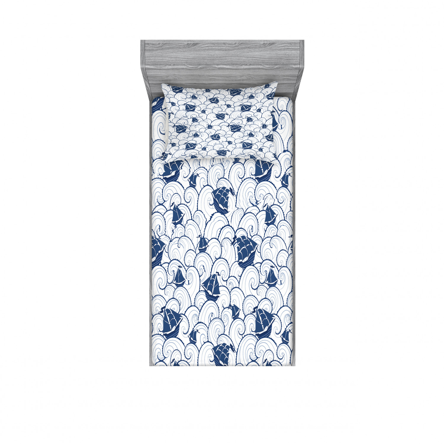 Ambesonne Nautical Theme Fitted Sheet Pillow Sham Set Bedding Decor in 4 Sizes - Picture 21 of 244