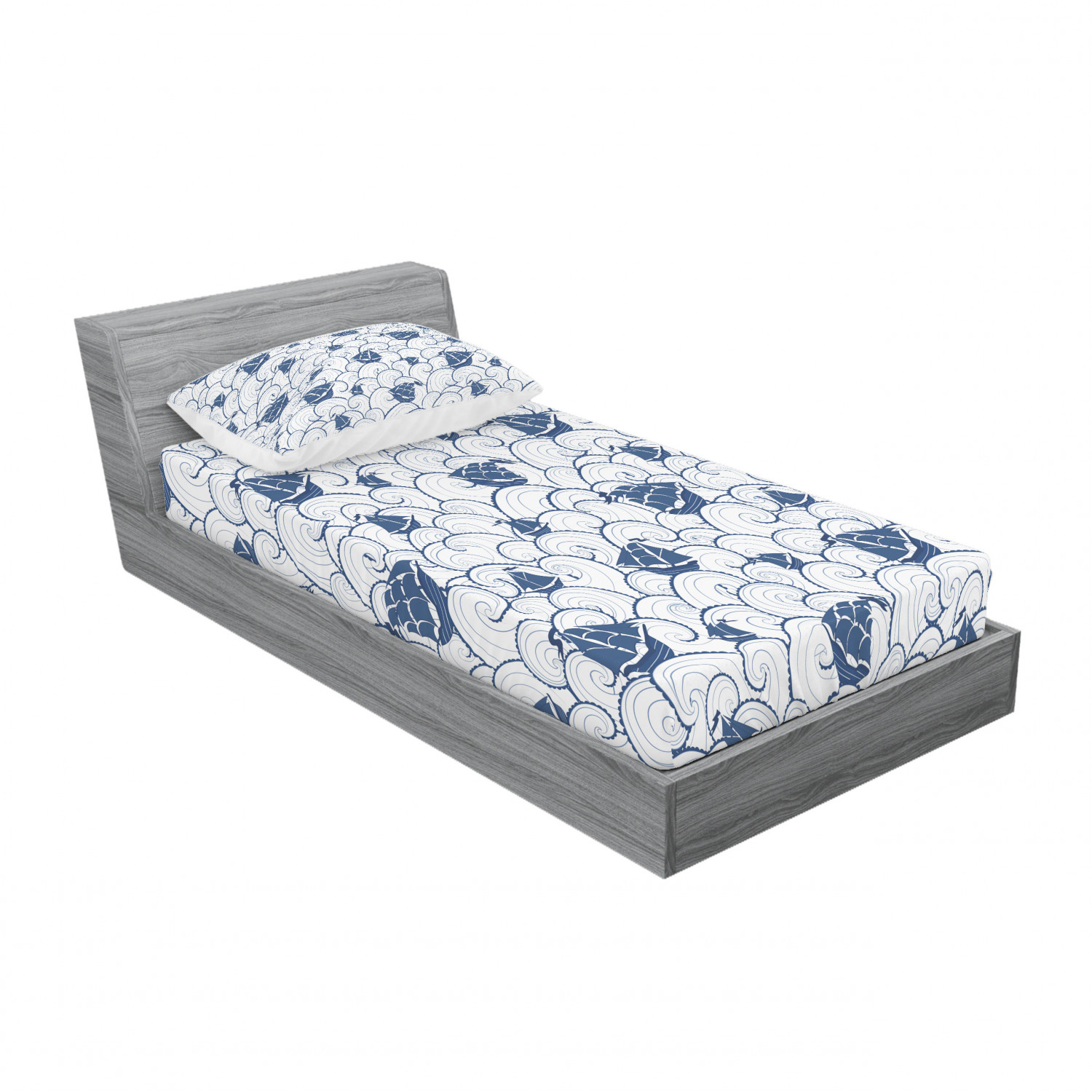 Ambesonne Nautical Theme Fitted Sheet Pillow Sham Set Bedding Decor in 4 Sizes - Picture 22 of 244
