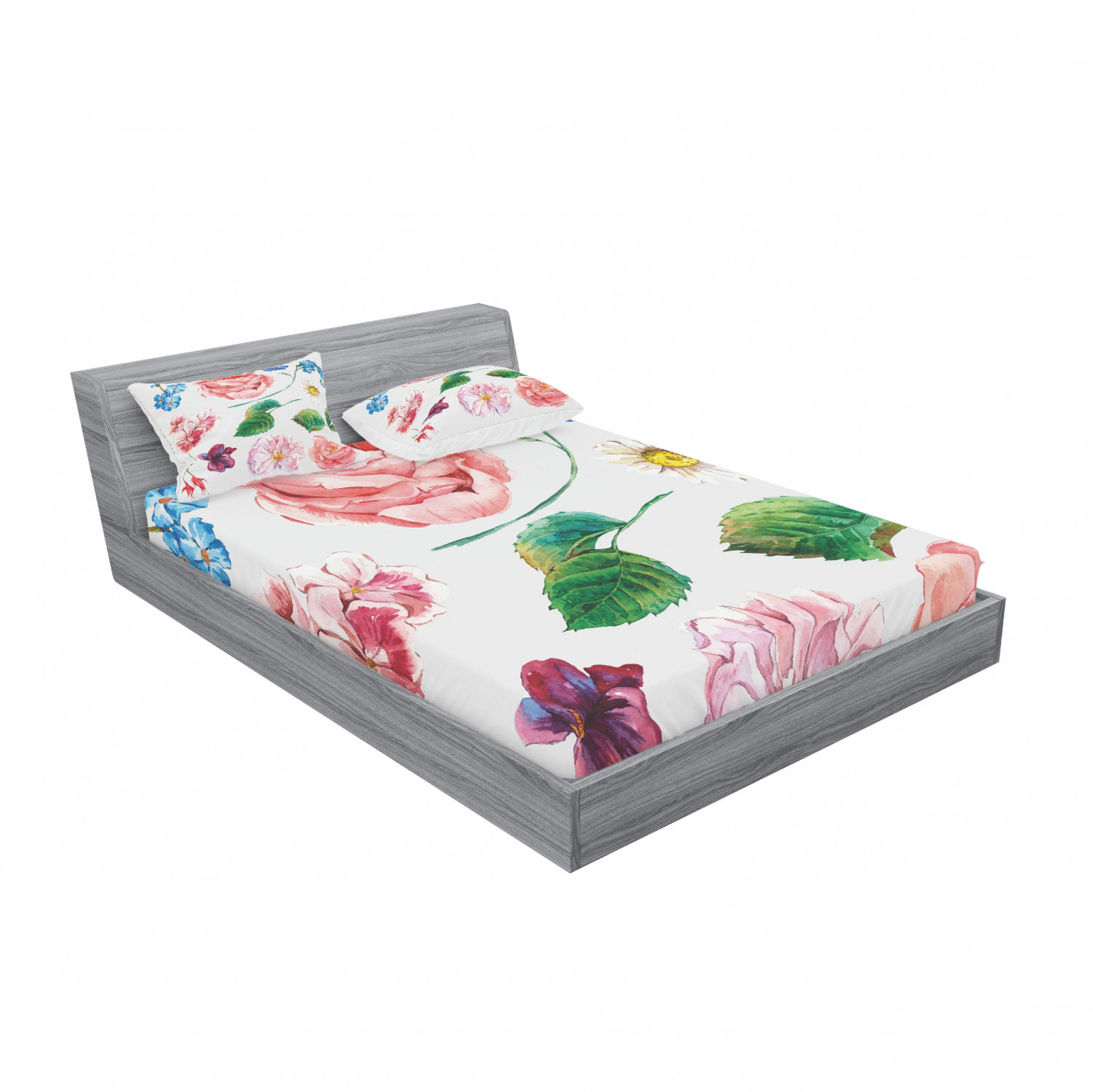 Ambesonne Floral Vintage Fitted Sheet Pillow Sham Set Bedding Decor in 4 Sizes - Picture 36 of 244