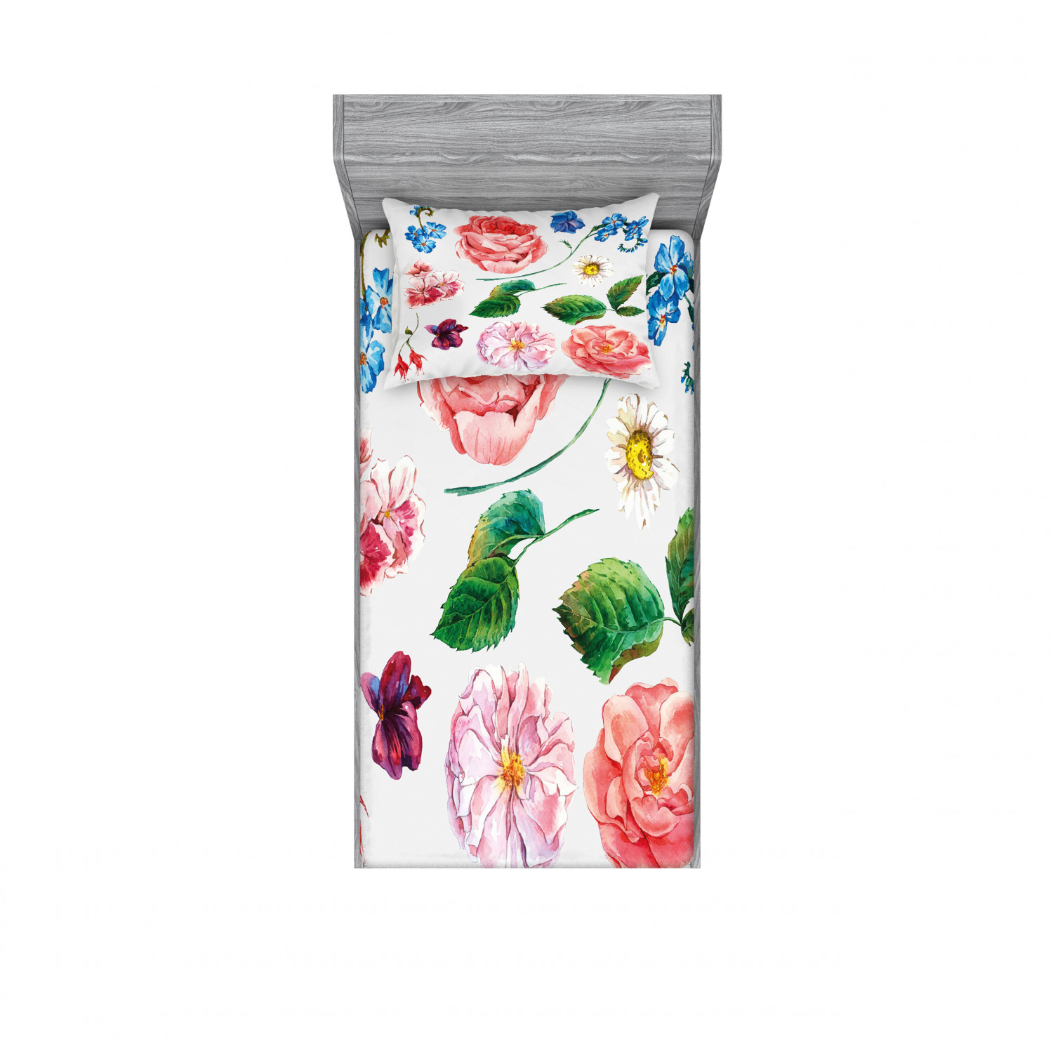 Ambesonne Floral Vintage Fitted Sheet Pillow Sham Set Bedding Decor in 4 Sizes - Picture 33 of 244