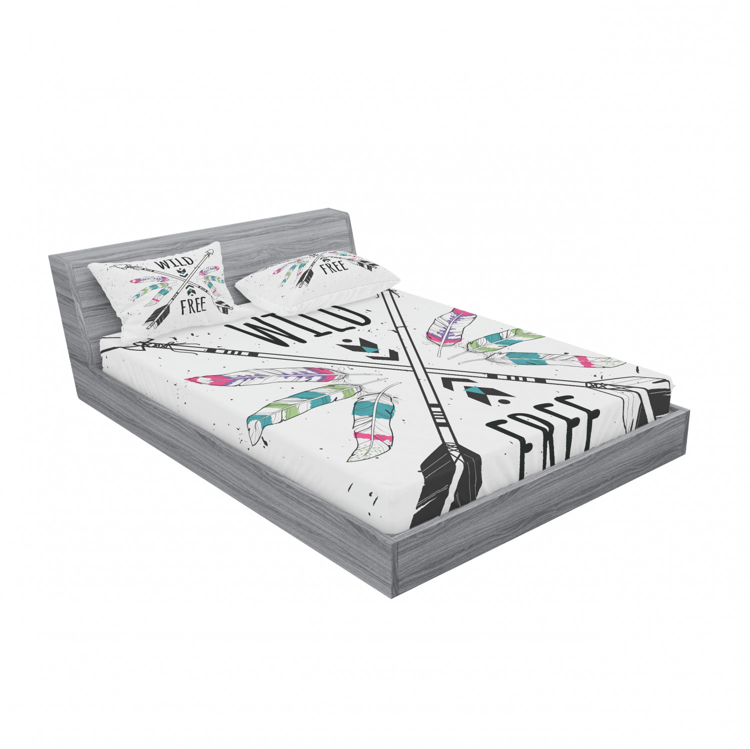 Ambesonne Tribal Fitted Sheet Pillow Sham Set Bedding Decor in 4 Sizes - Picture 24 of 240