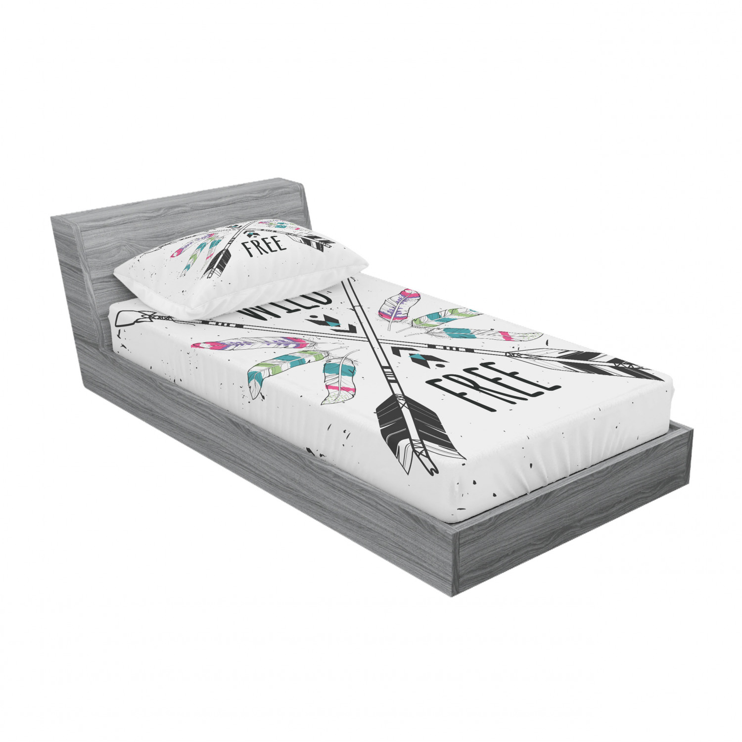 Ambesonne Tribal Fitted Sheet Pillow Sham Set Bedding Decor in 4 Sizes - Picture 22 of 240