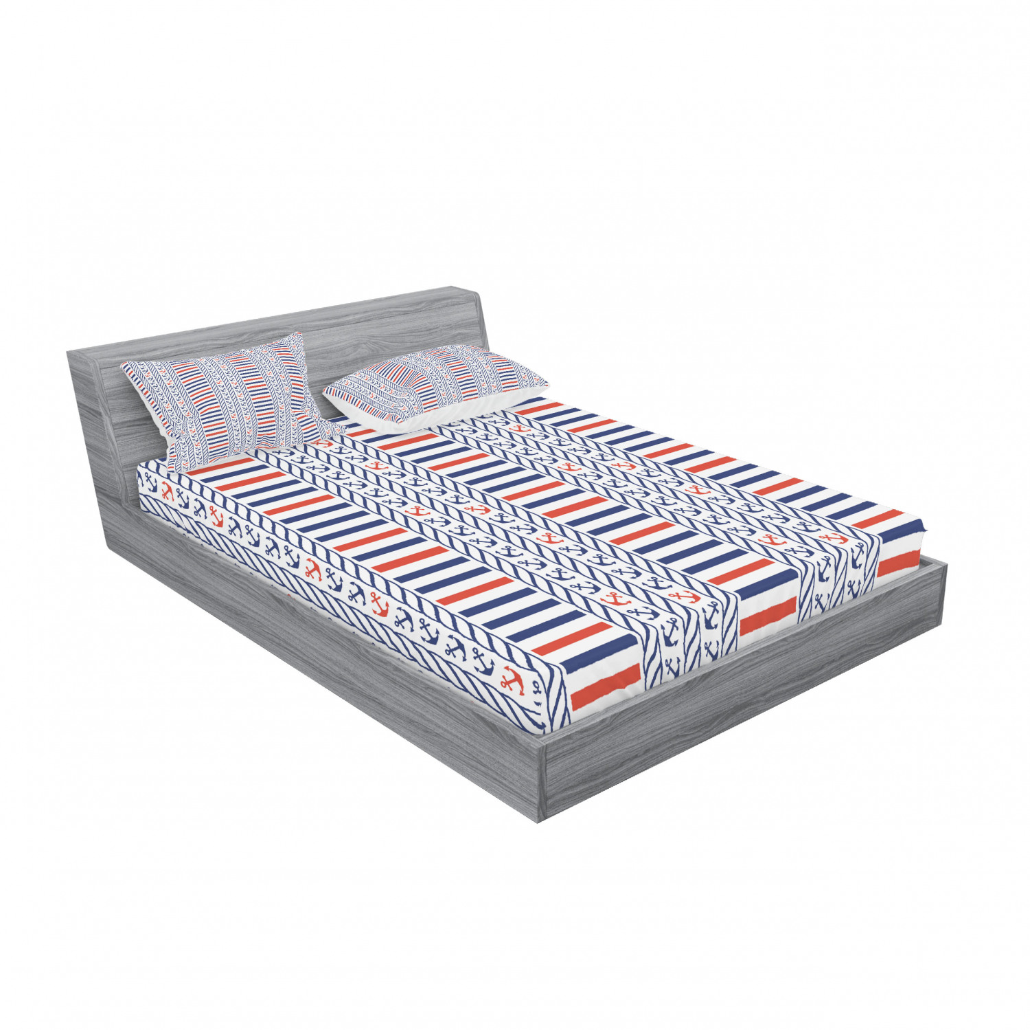 Ambesonne Nautical Theme Fitted Sheet Pillow Sham Set Bedding Decor in 4 Sizes - Picture 84 of 244