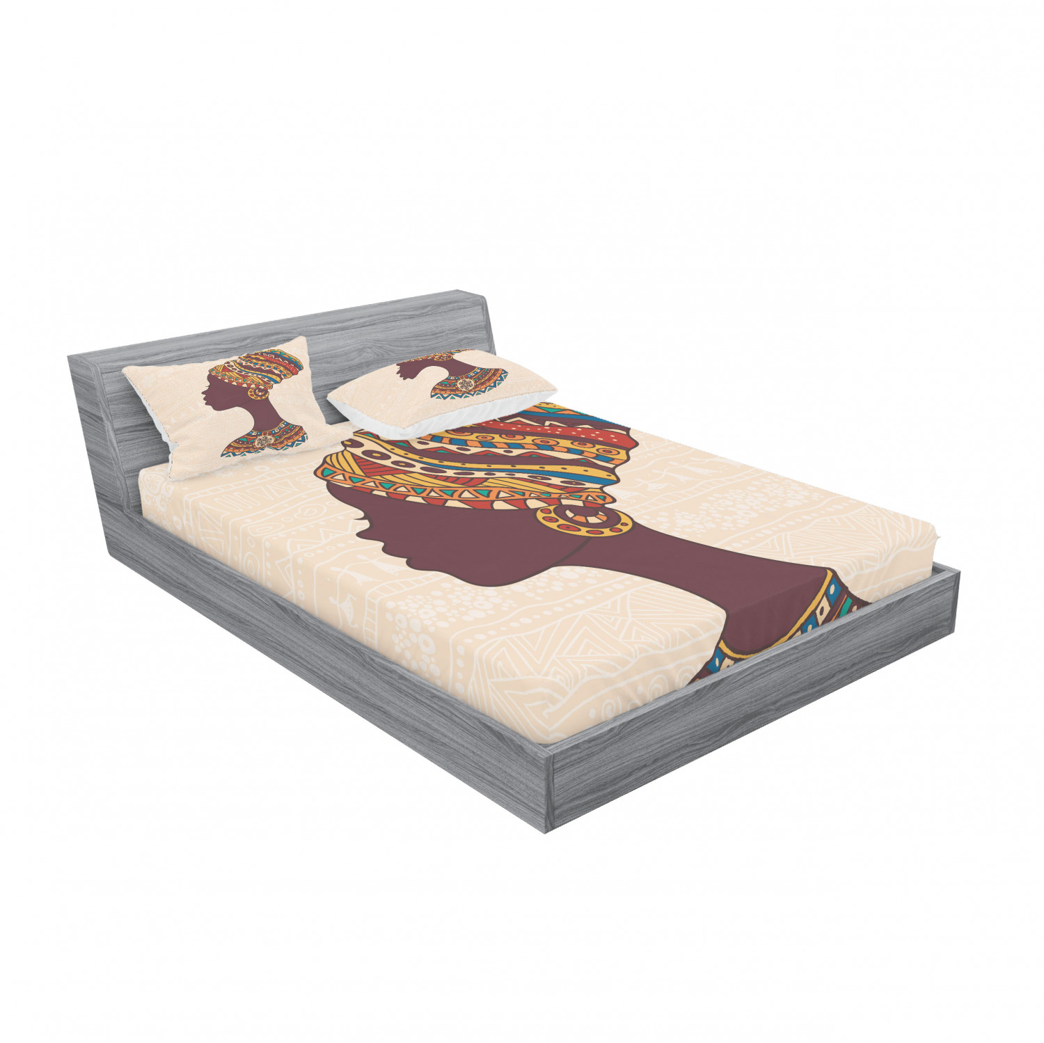 Ambesonne Tribal Fitted Sheet Pillow Sham Set Bedding Decor in 4 Sizes - Picture 232 of 240