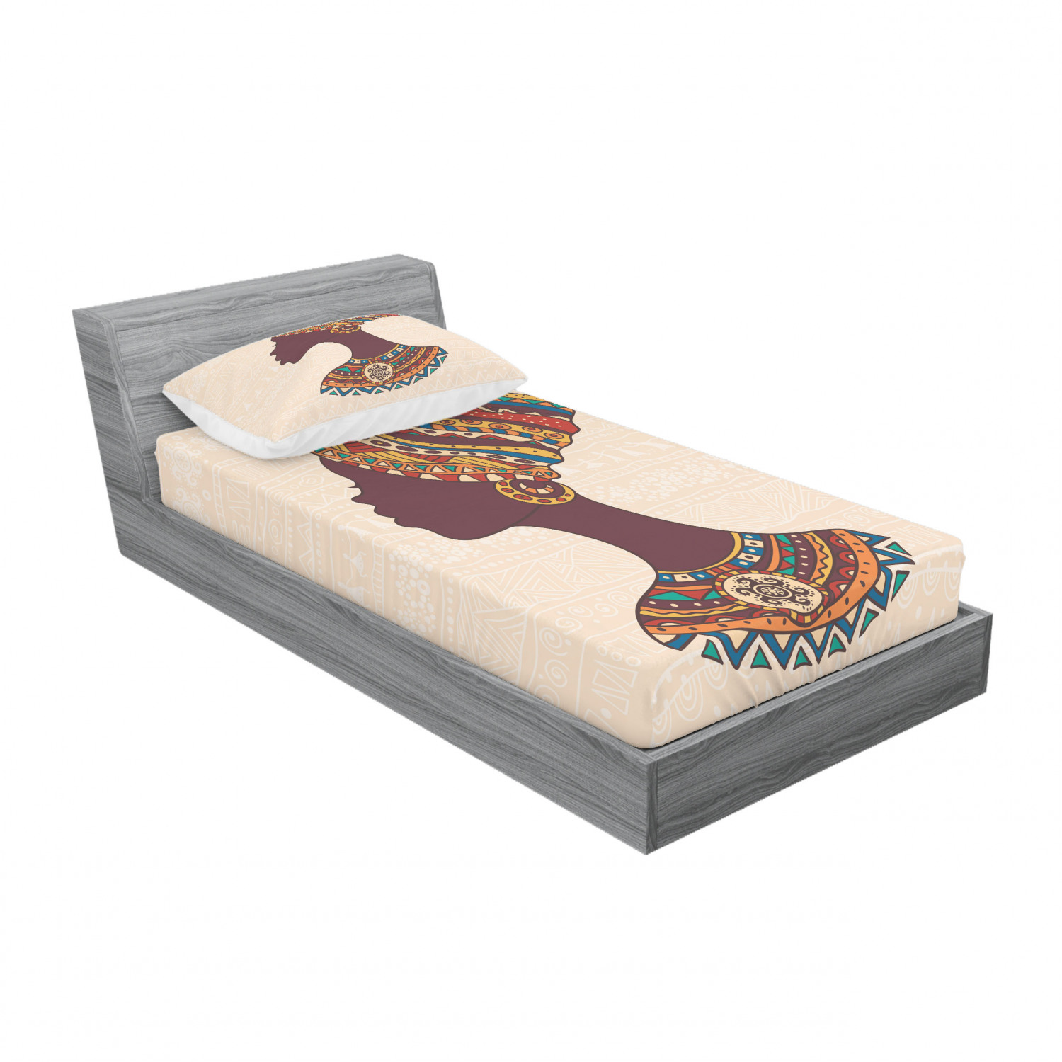 Ambesonne Tribal Fitted Sheet Pillow Sham Set Bedding Decor in 4 Sizes - Picture 230 of 240