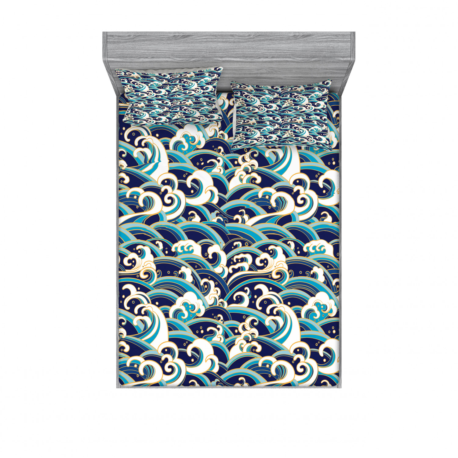 Ambesonne Nautical Theme Fitted Sheet Pillow Sham Set Bedding Decor in 4 Sizes - Picture 111 of 244