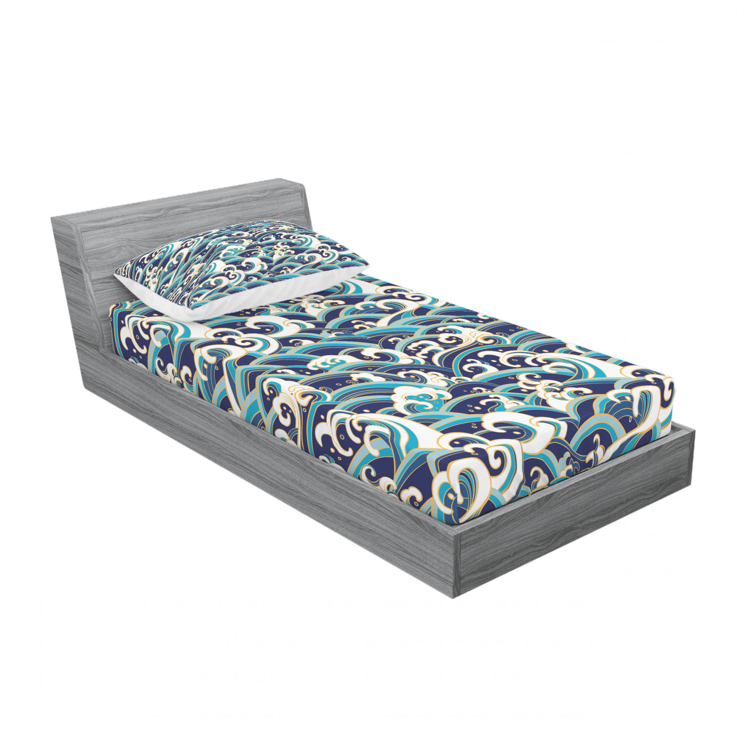 Ambesonne Nautical Theme Fitted Sheet Pillow Sham Set Bedding Decor in 4 Sizes - Picture 110 of 244