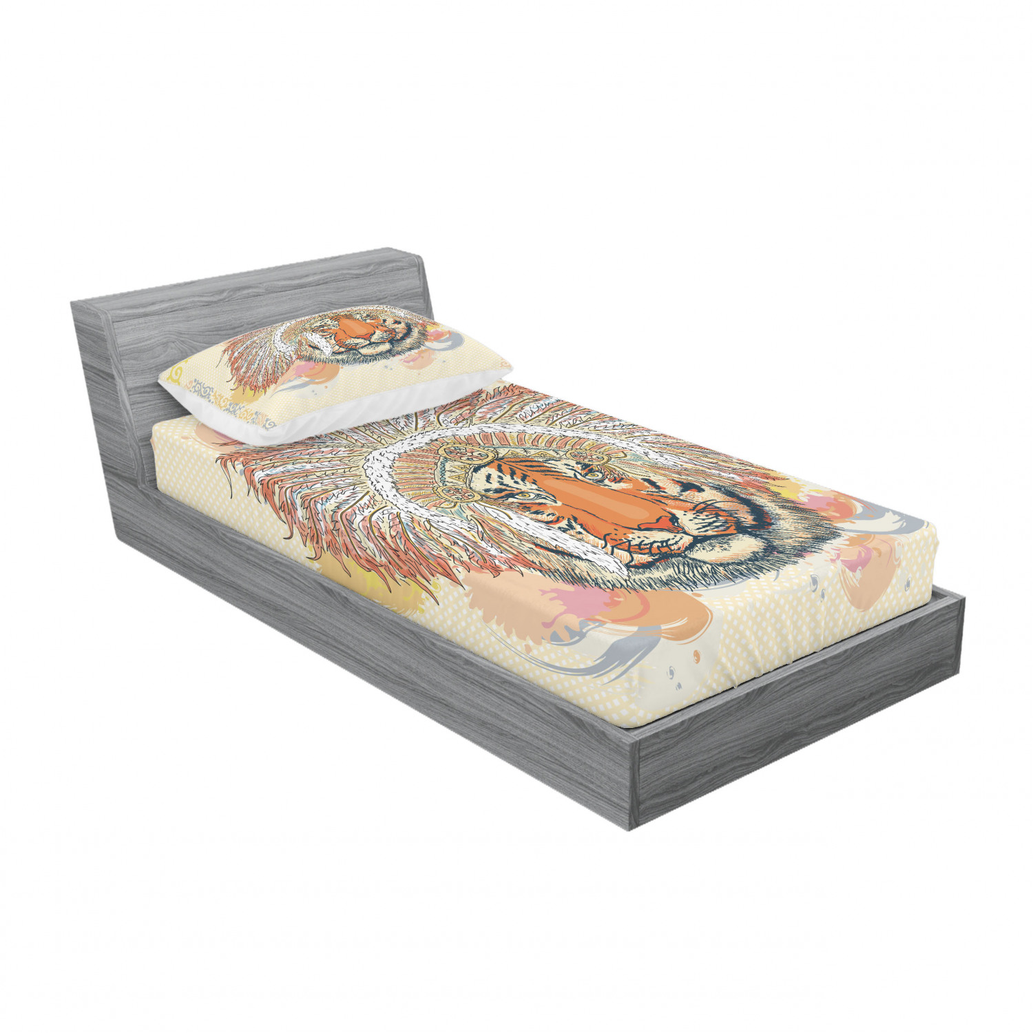 Ambesonne Tribal Fitted Sheet Pillow Sham Set Bedding Decor in 4 Sizes - Picture 198 of 240