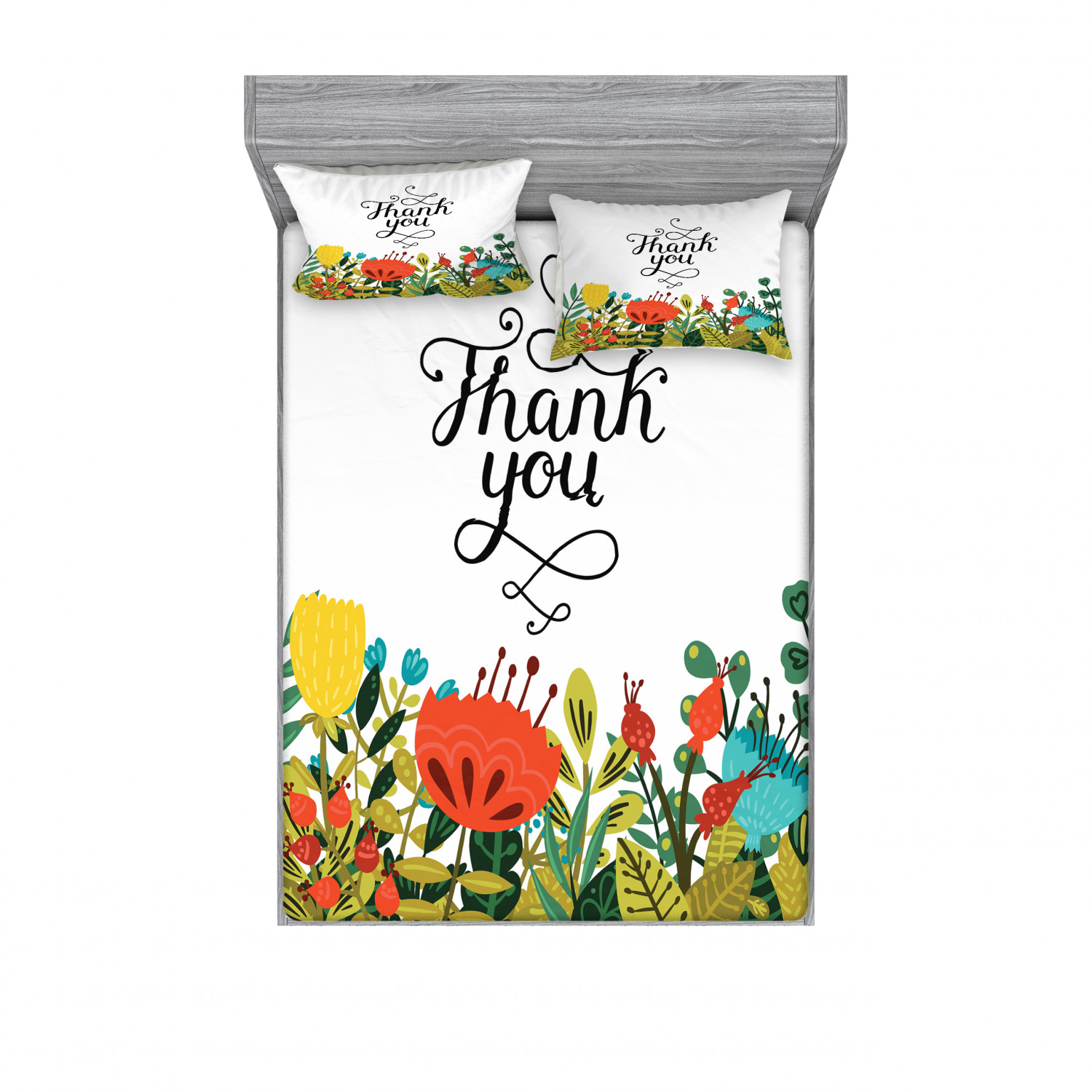 Ambesonne Floral Vintage Fitted Sheet Pillow Sham Set Bedding Decor in 4 Sizes - Picture 111 of 244